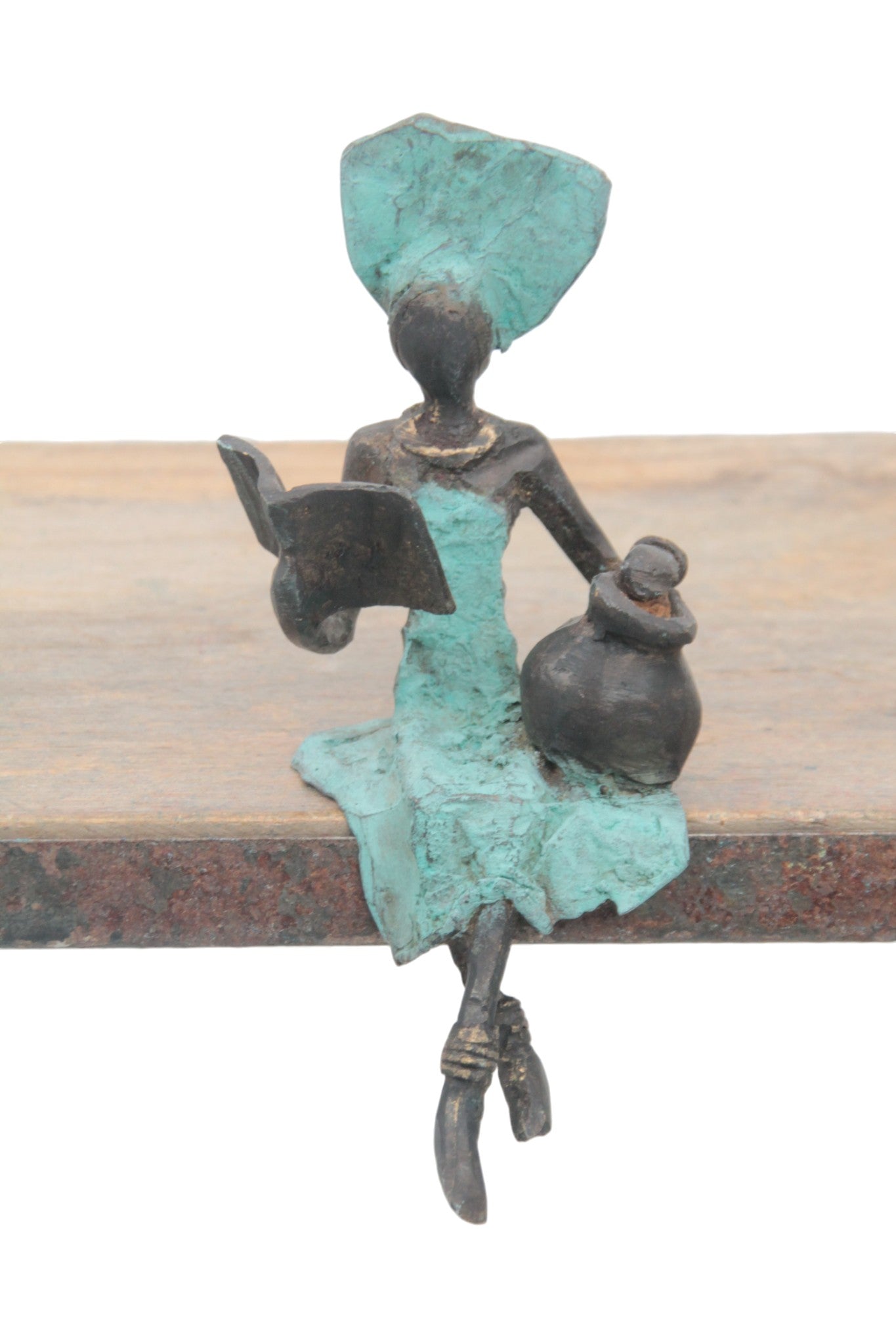 Bronze assis 15 cm turquoise n°8 