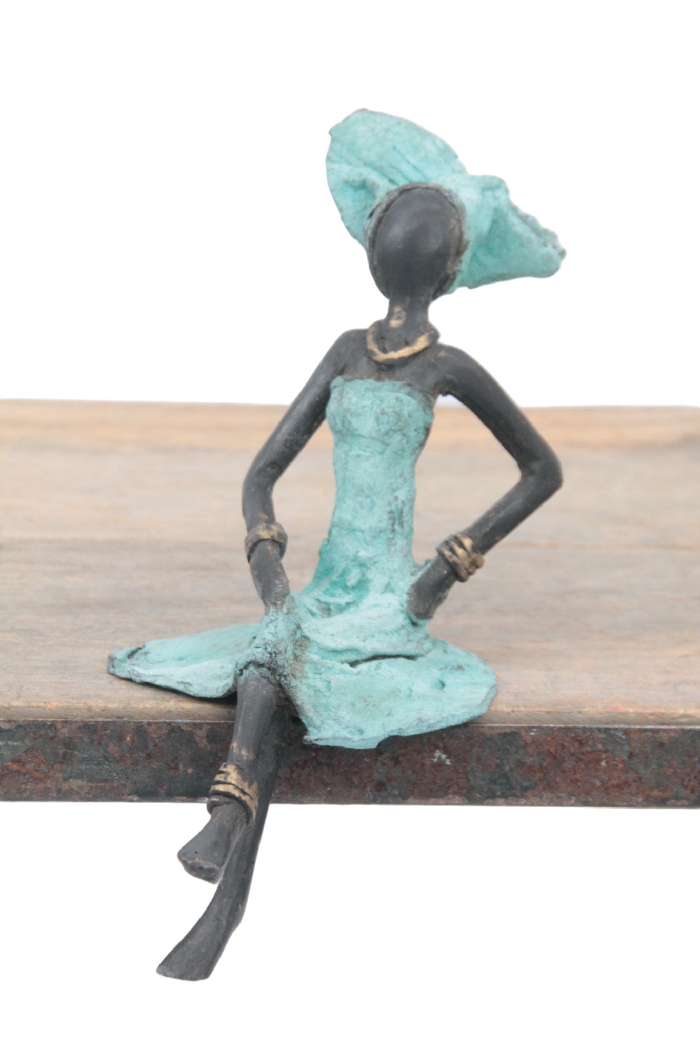 Bronze assis 15 cm turquoise n°10 