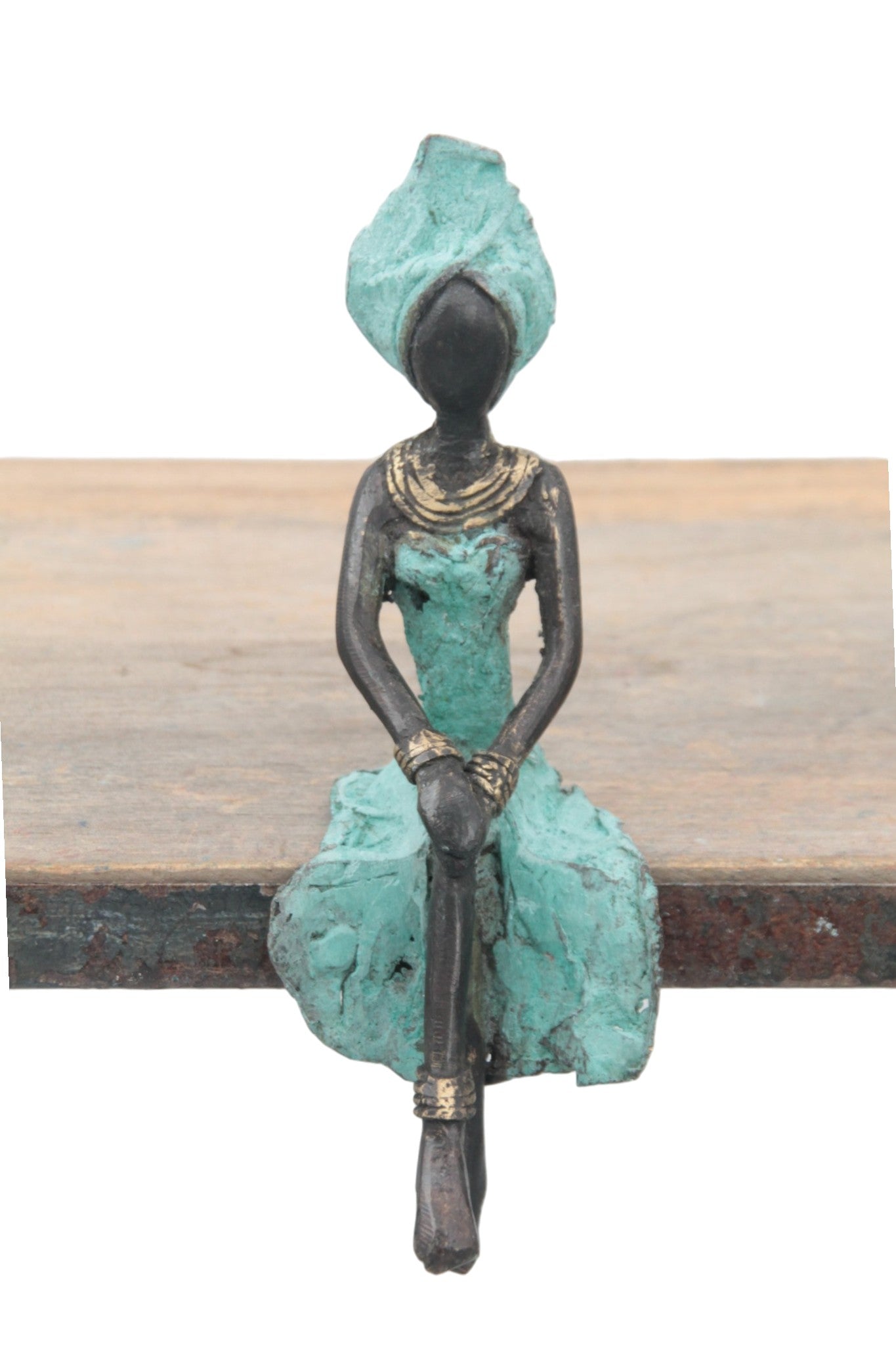 Bronze assis 15 cm turquoise n°11 