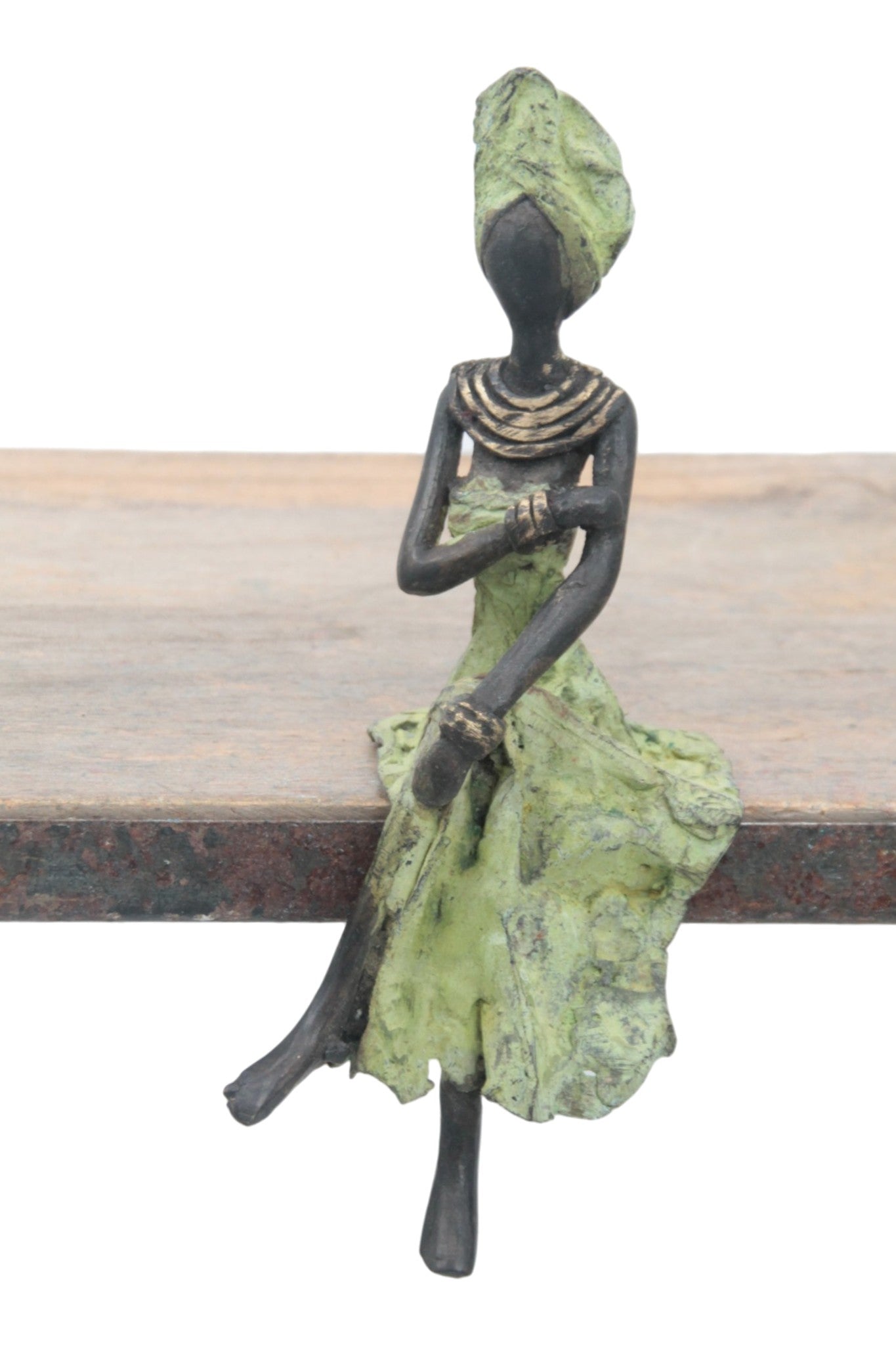 Bronze assis 15 cm vert n°5 