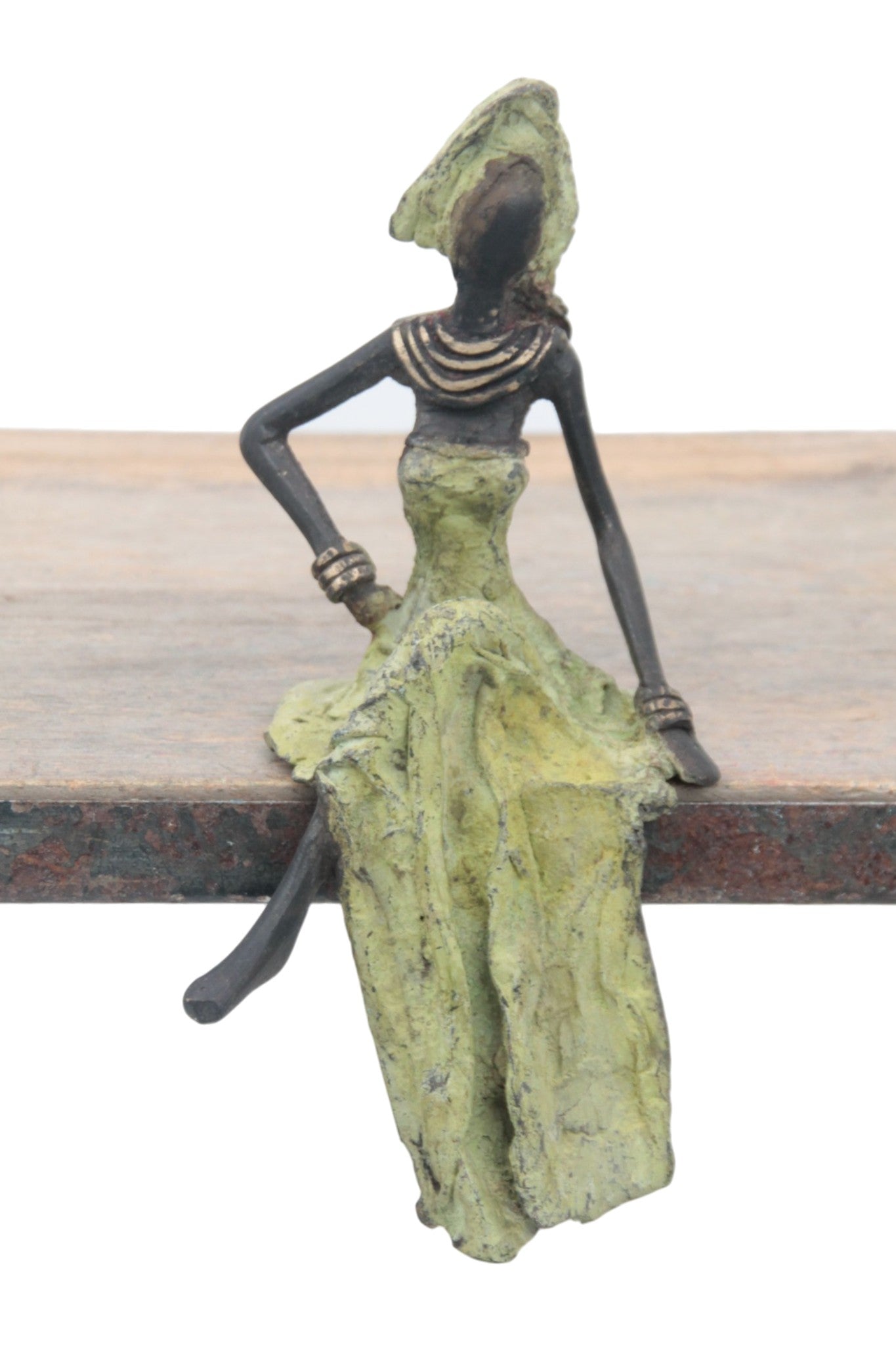 Bronze assis 15 cm vert n°6 