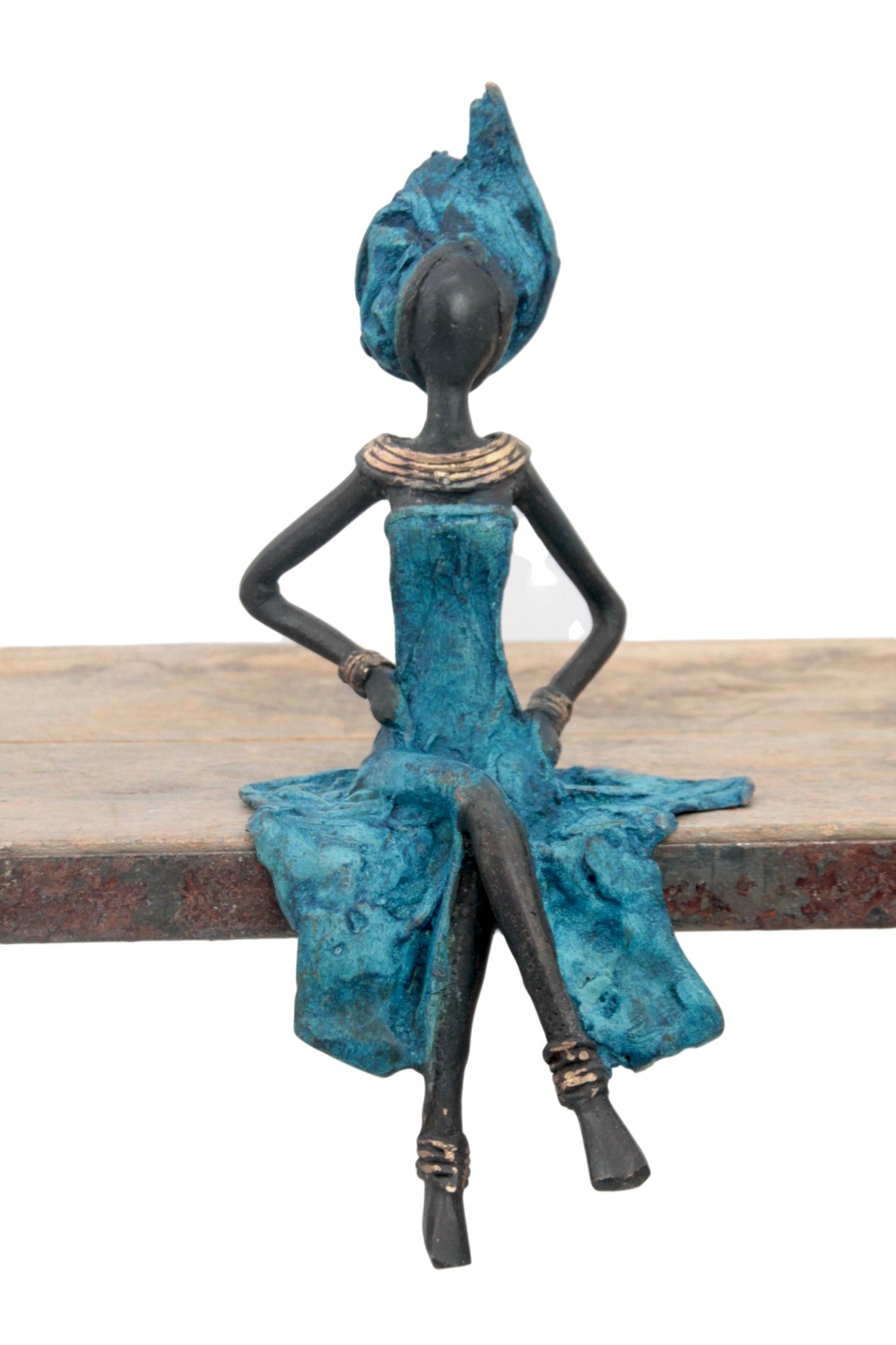 Bronze assis 20 cm bleu n°1 