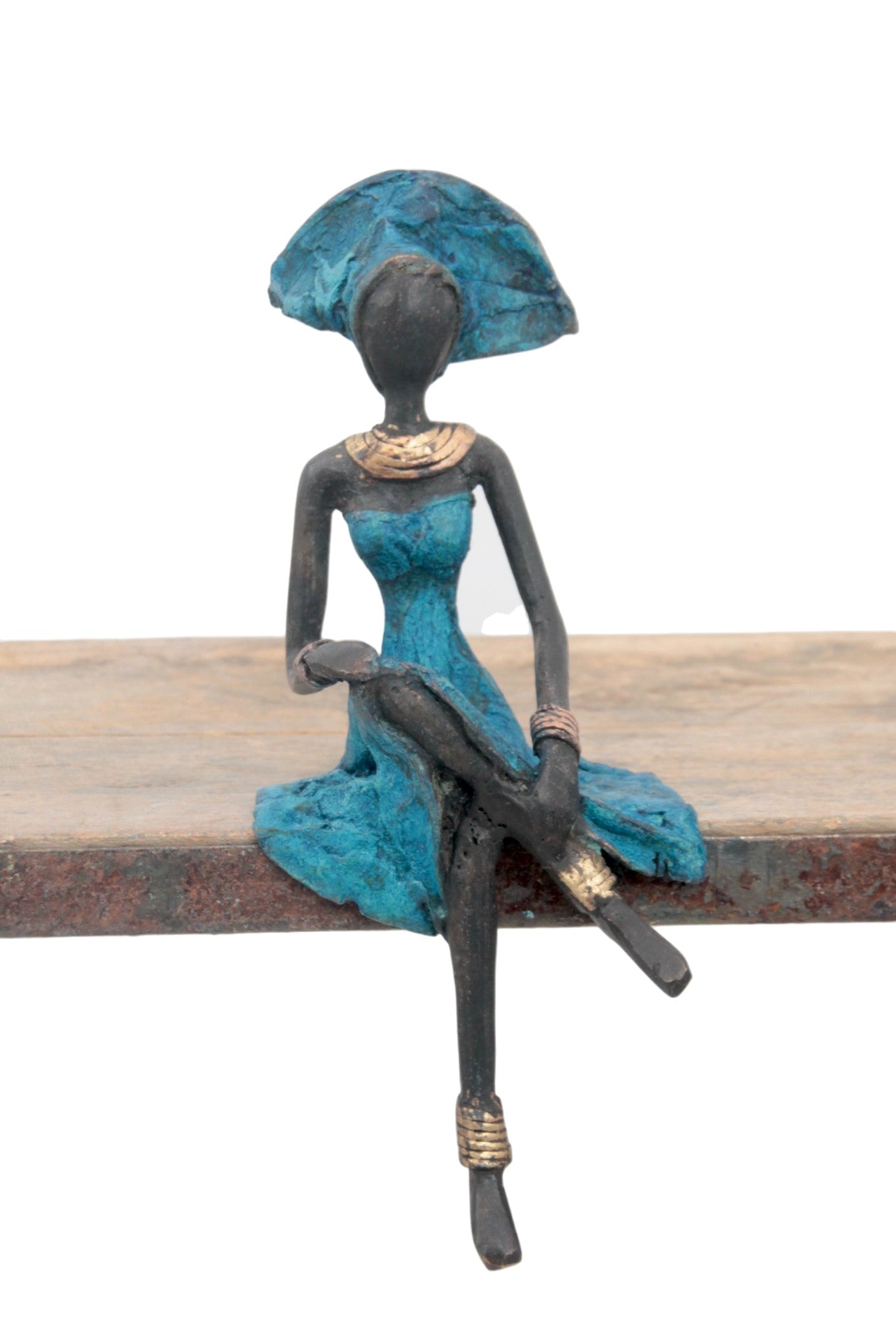 Bronze assis 20 cm bleu n°2 
