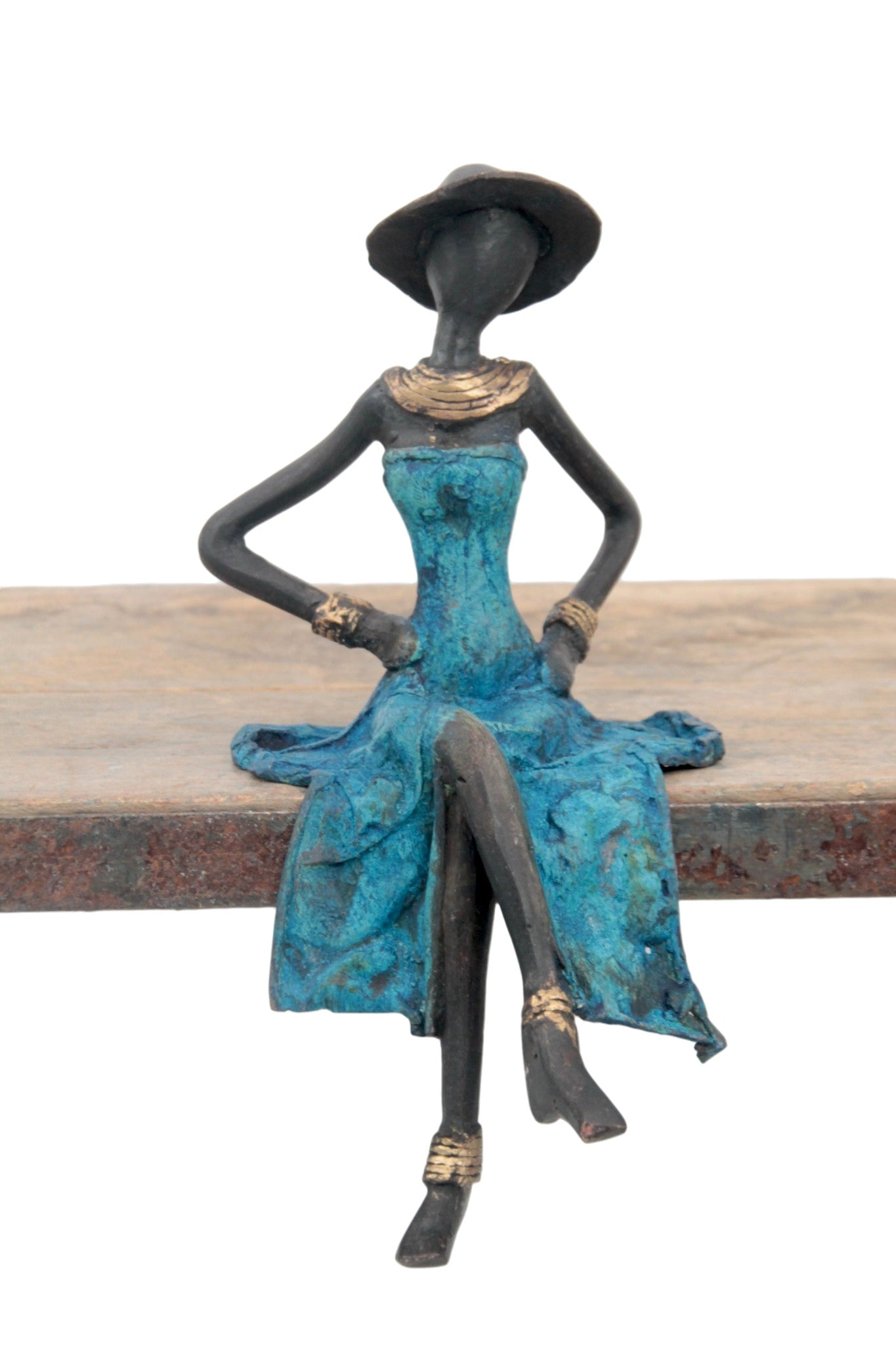 Bronze assis 20 cm bleu n°3 