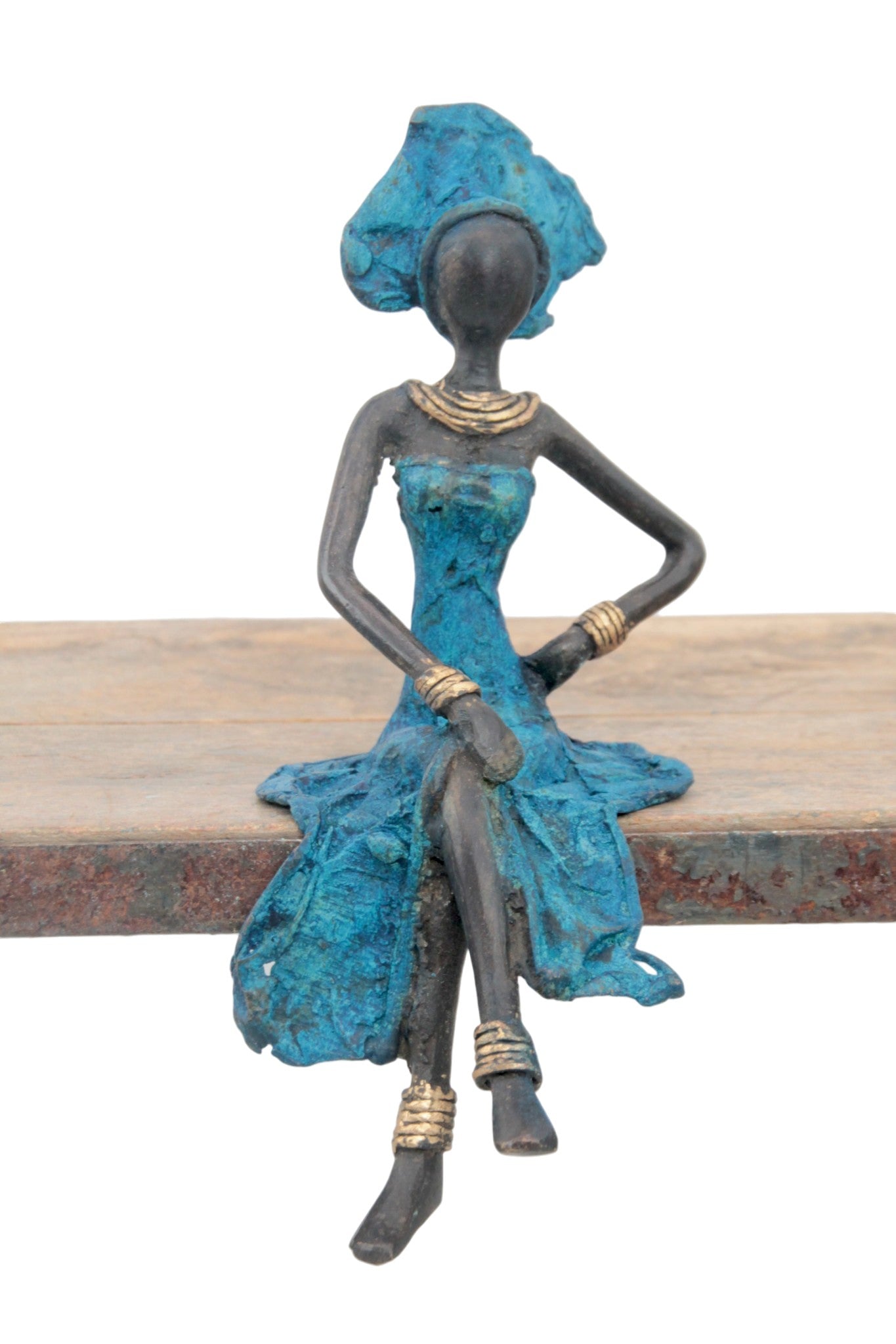 Bronze assis 20 cm bleu n°5 