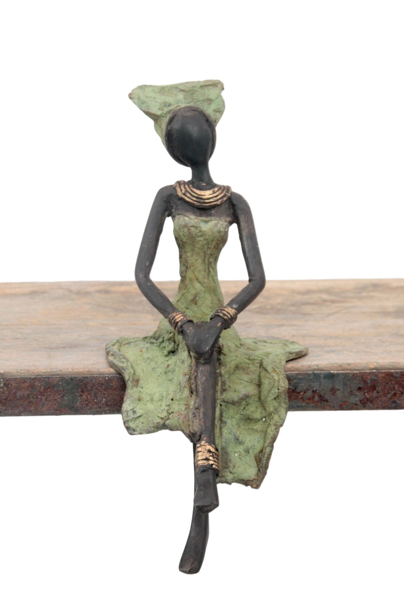 Bronze assis 20 cm vert n°3 