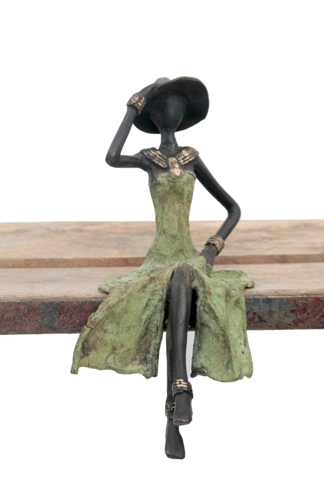 Bronze assis 20 cm vert n°8 