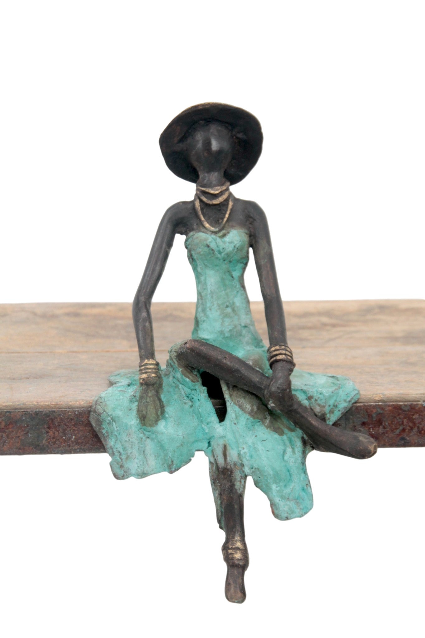 Bronze assis 20 cm turquoise n°3 