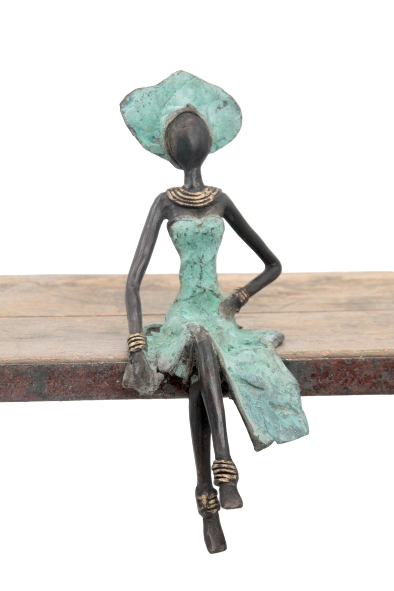 Bronze assis 20 cm turquoise n°4 