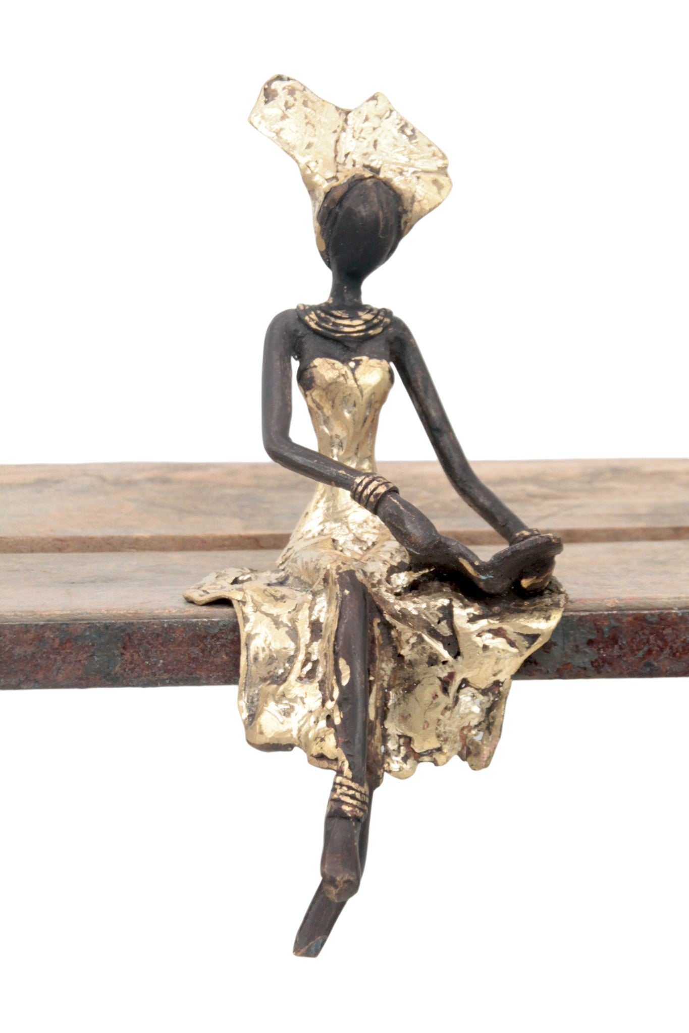 Bronze assis 25 cm doré n°1 