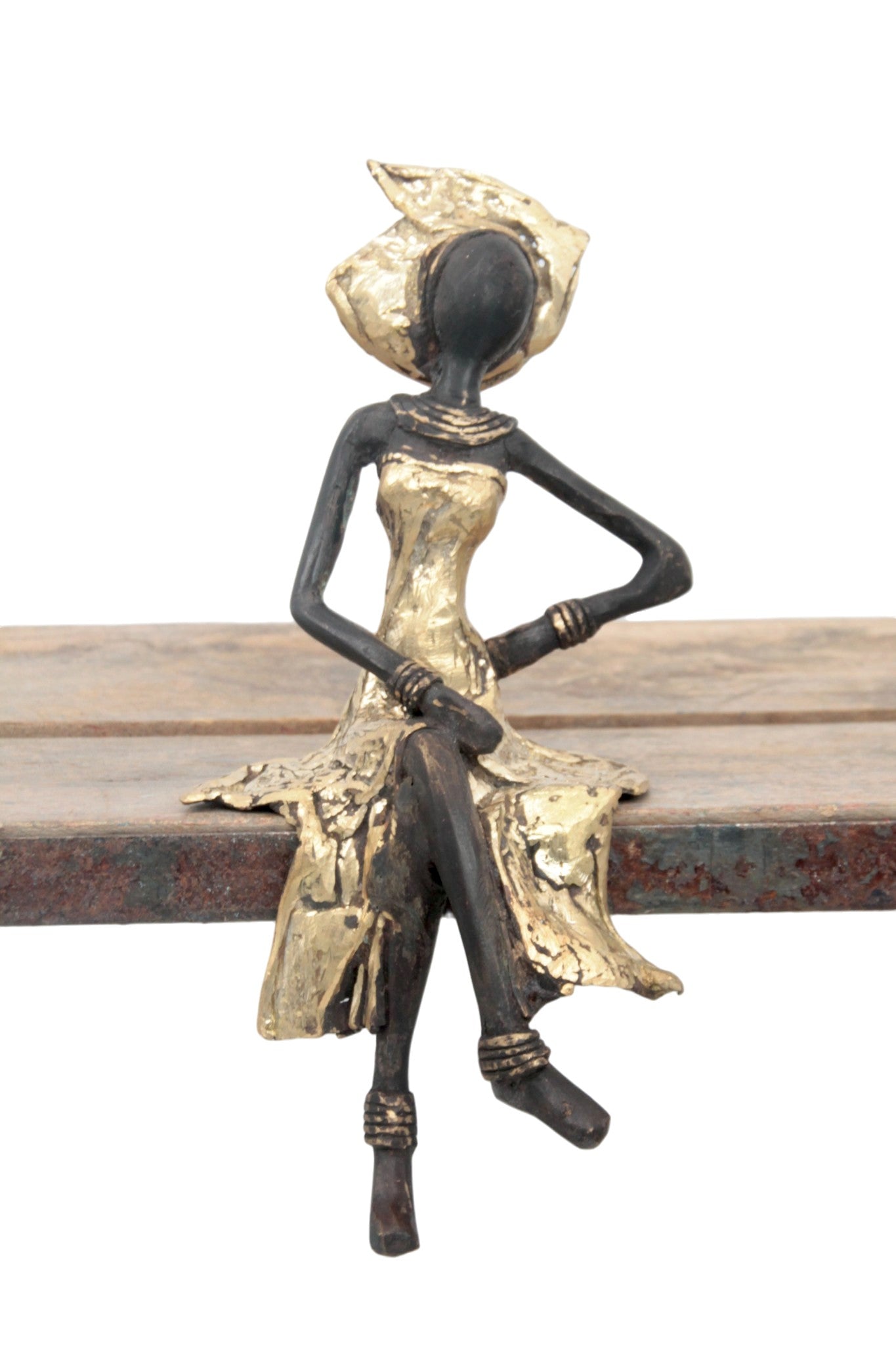 Bronze assis 25 cm doré n°2 