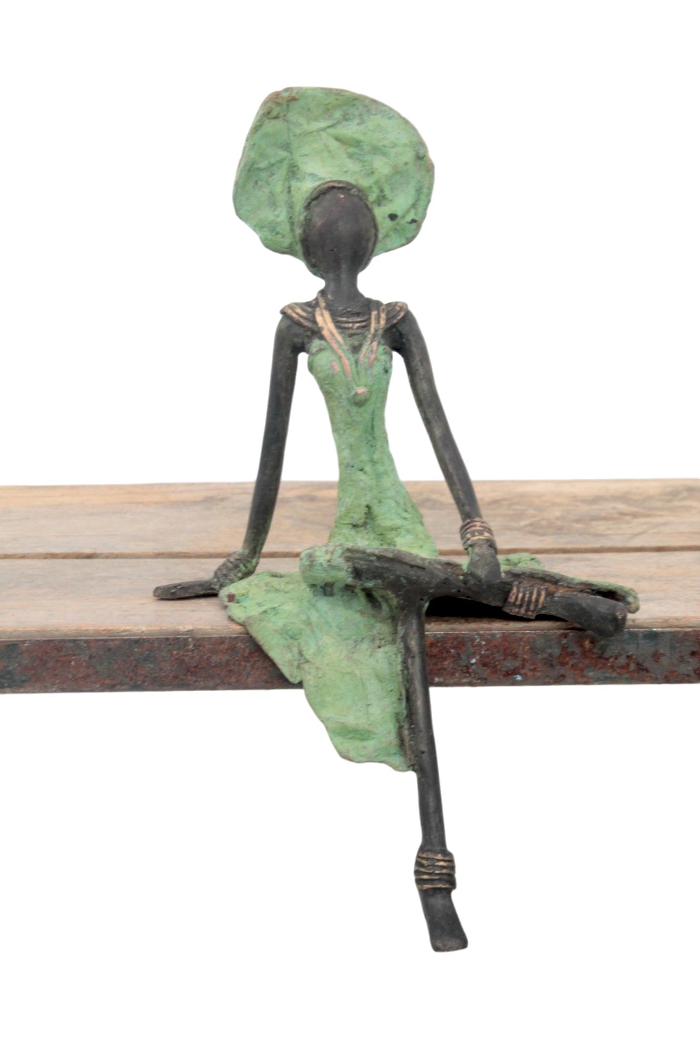Bronze assis 25 cm vert n°1 
