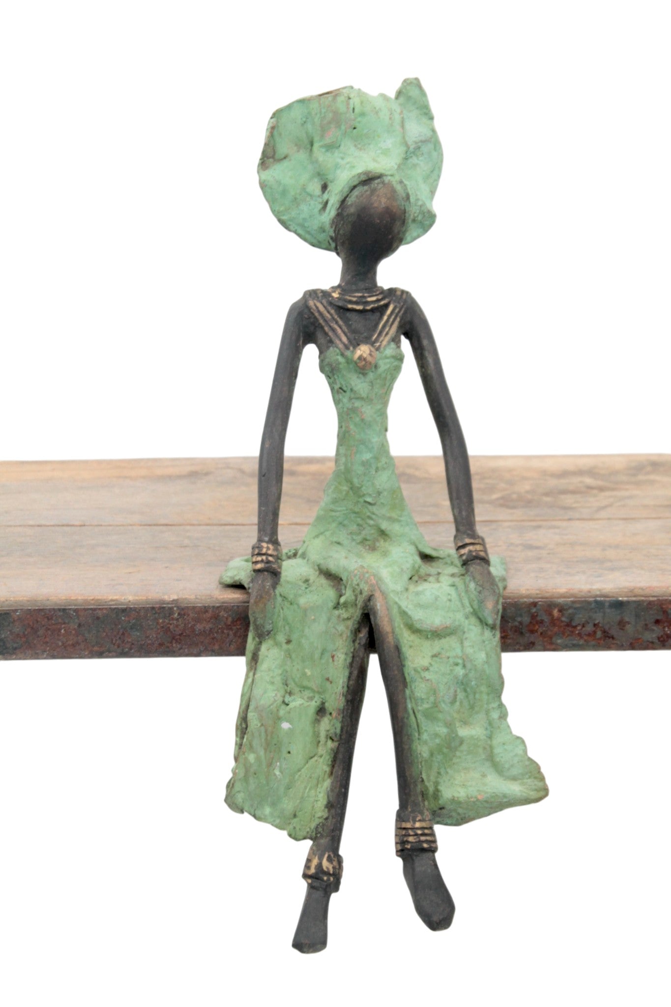 Bronze assis 25 cm vert n°4 