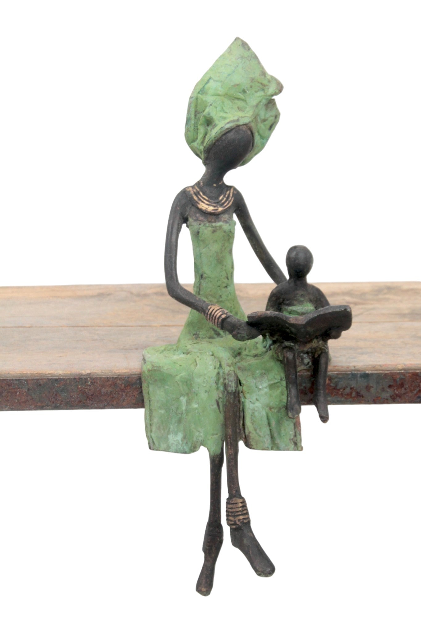 Bronze assis 25 cm vert n°6 