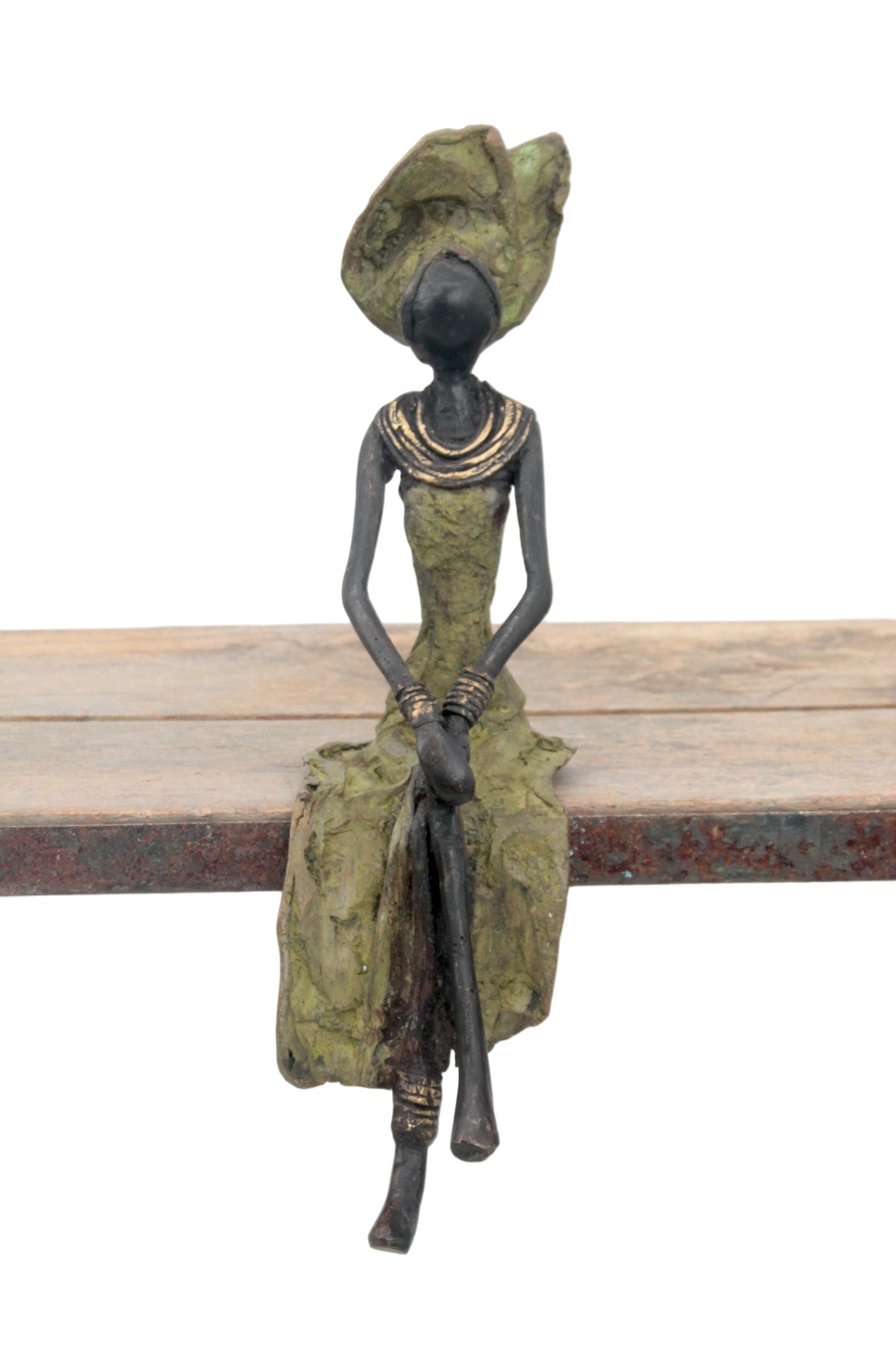 Bronze assis 25 cm vert n°7 