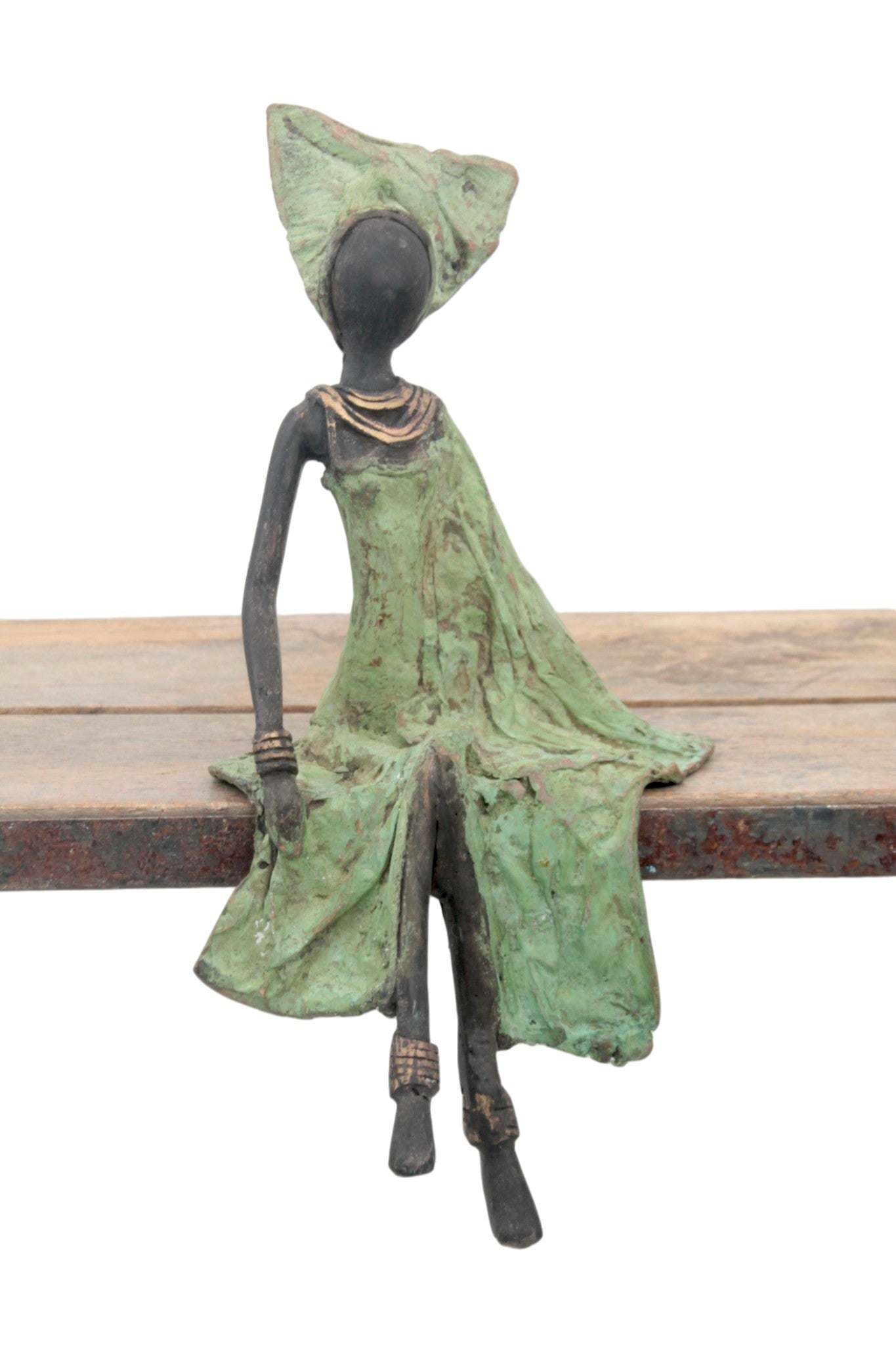 Bronze assis 25 cm vert n°15 