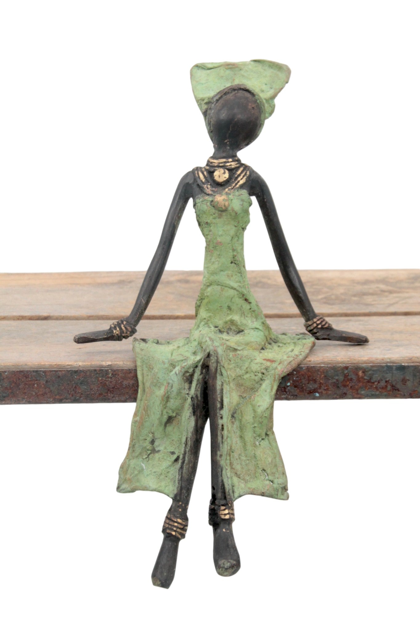 Bronze assis 25 cm vert n°9 