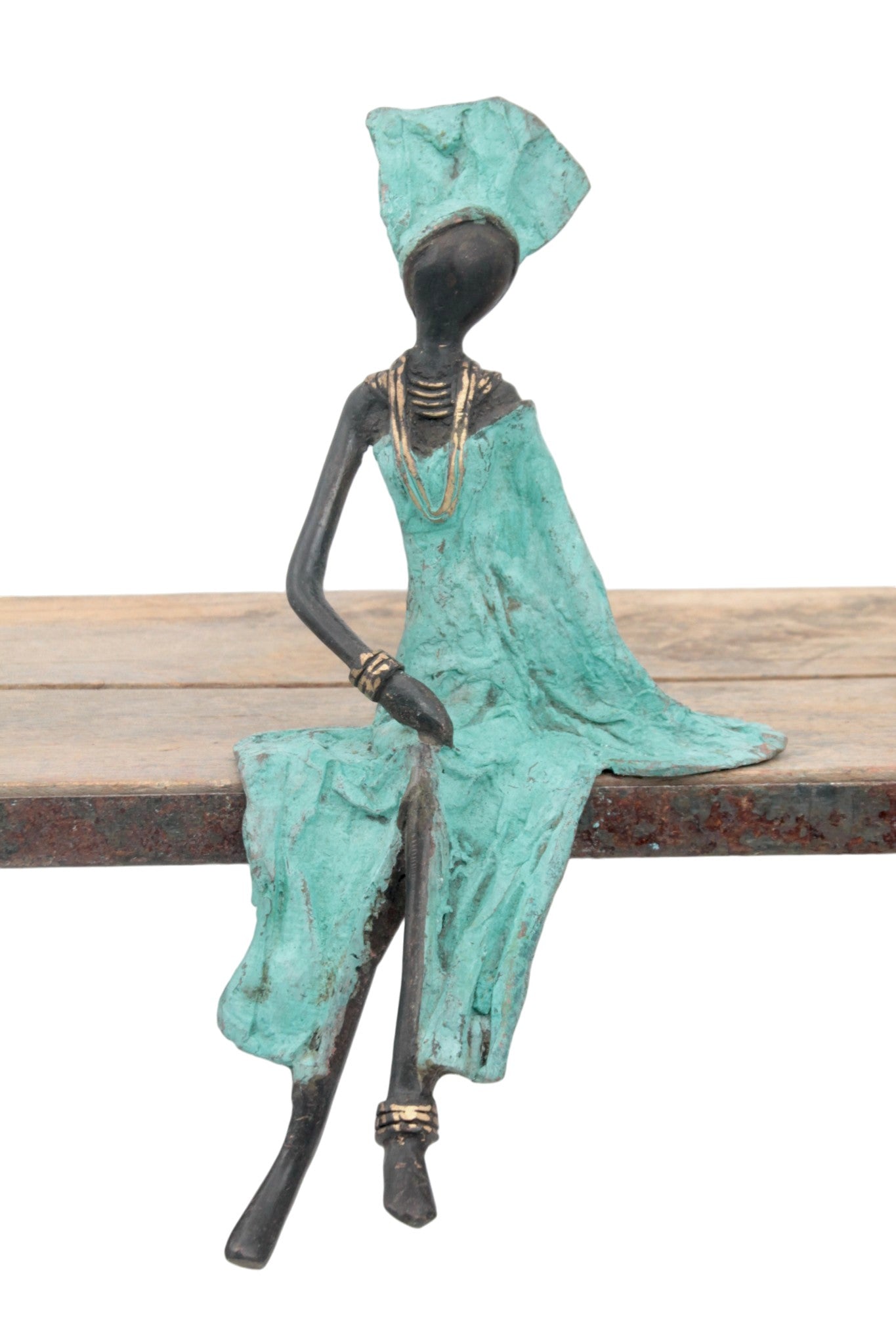Bronze assis 25 cm turquoise n°10 