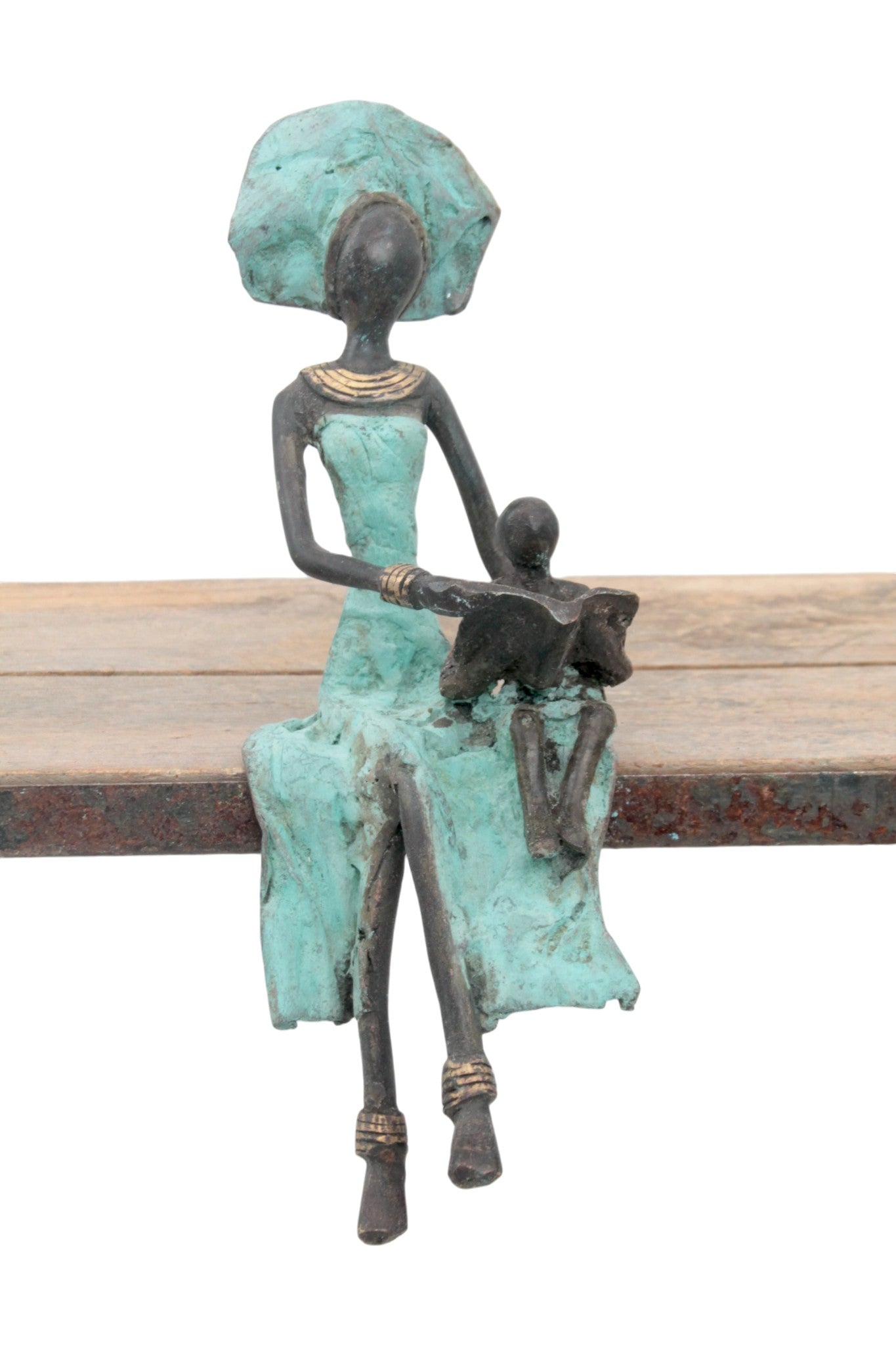 Bronze assis 25 cm turquoise n°11 