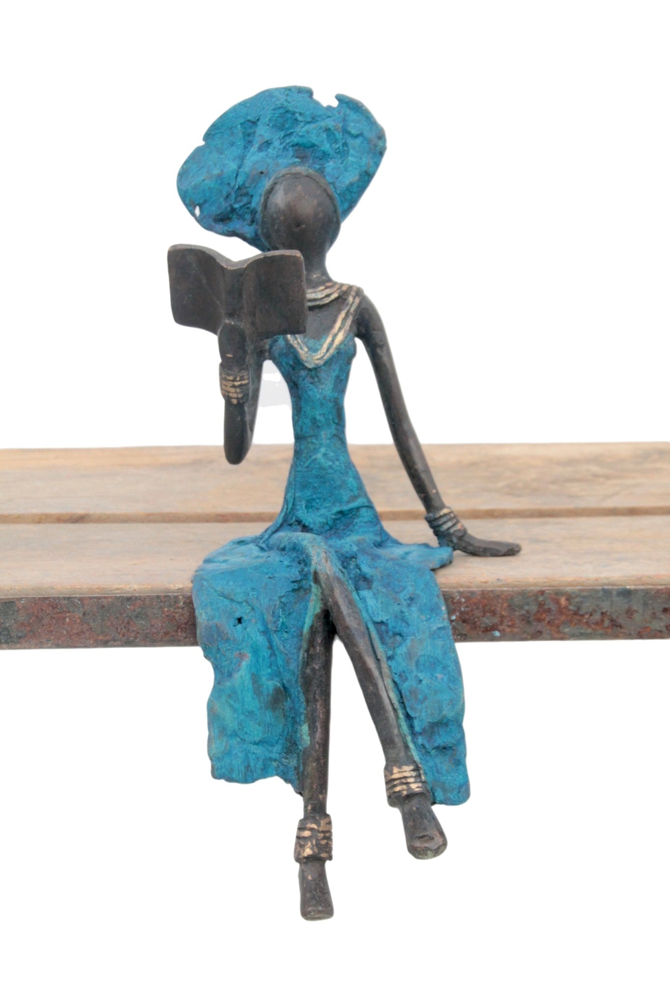 Bronze assis 25 cm bleu n°1 