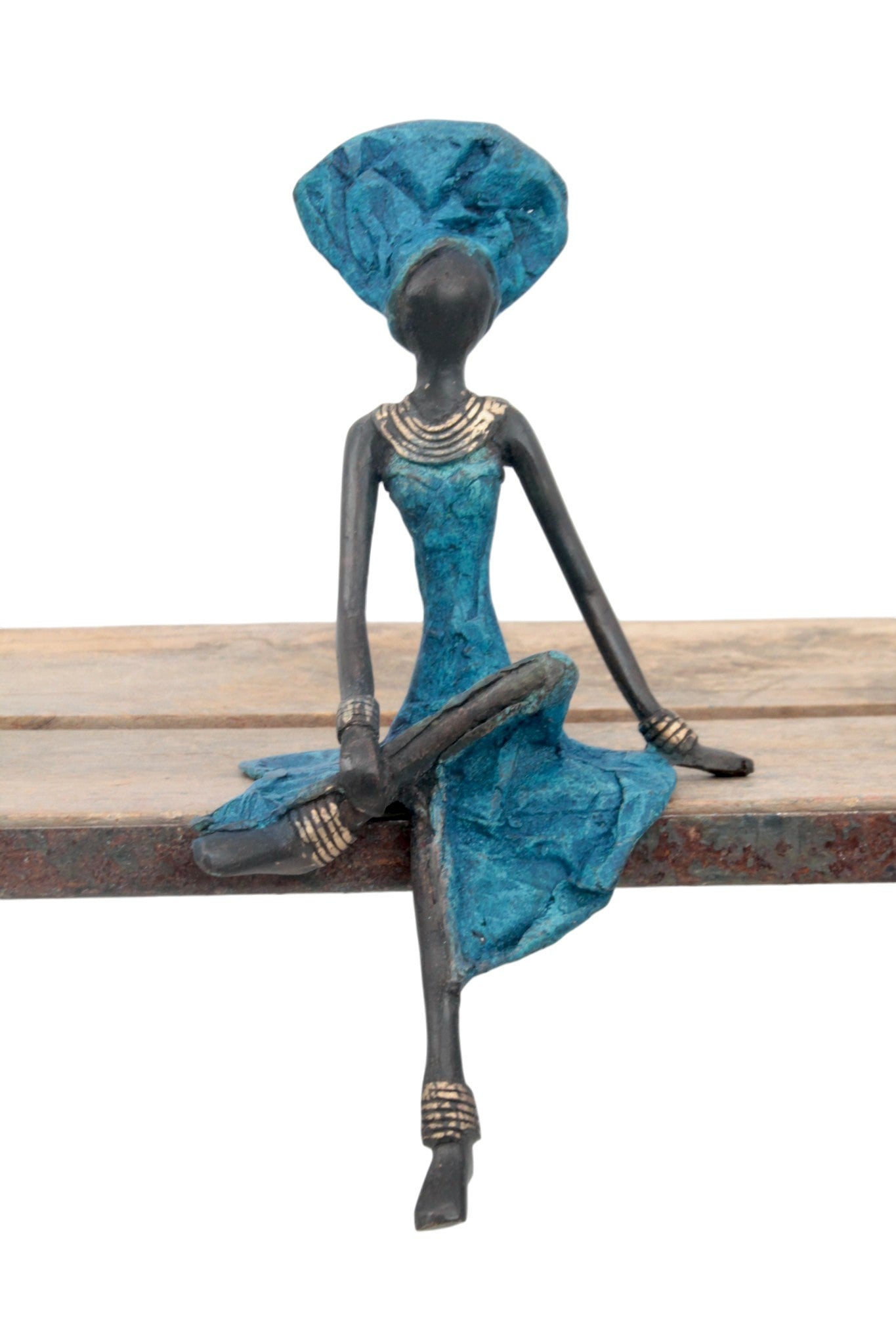 Bronze assis 25 cm bleu n°2 
