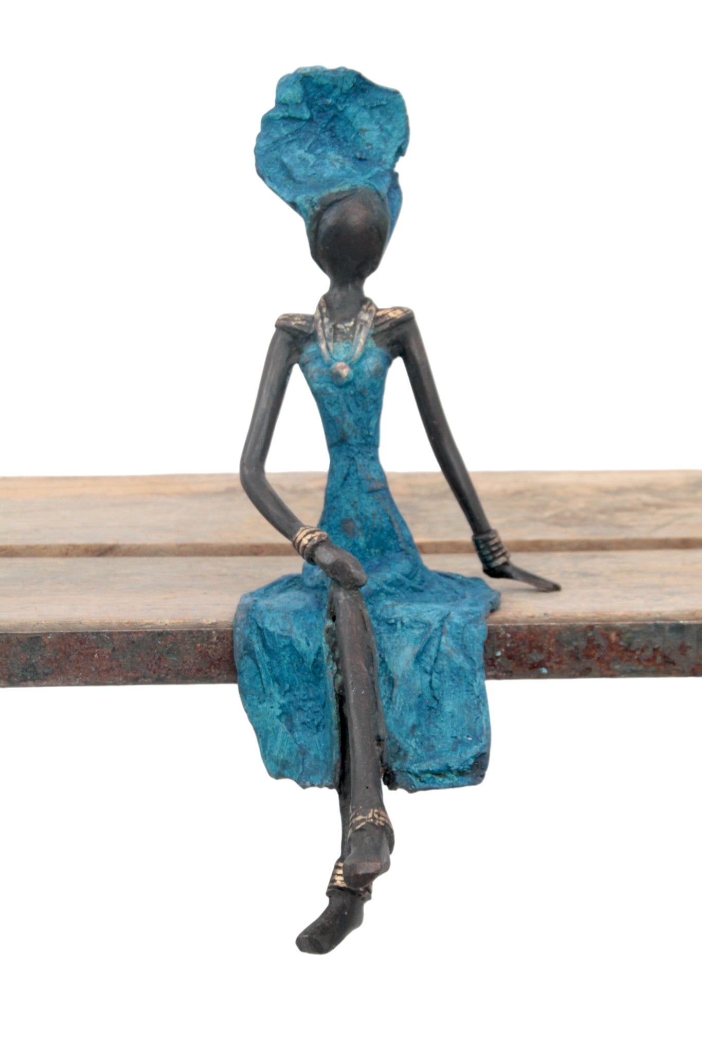 Bronze assis 25 cm bleu n°14 
