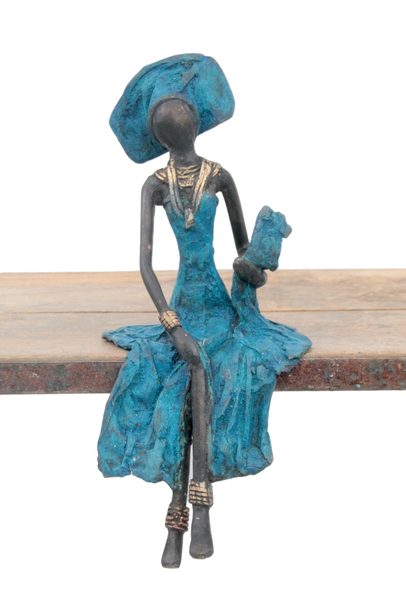 Bronze assis 25 cm bleu n°17 