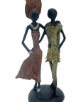 Bronze couple 25 cm marron et vert n°7 Bronzes d'Afrique