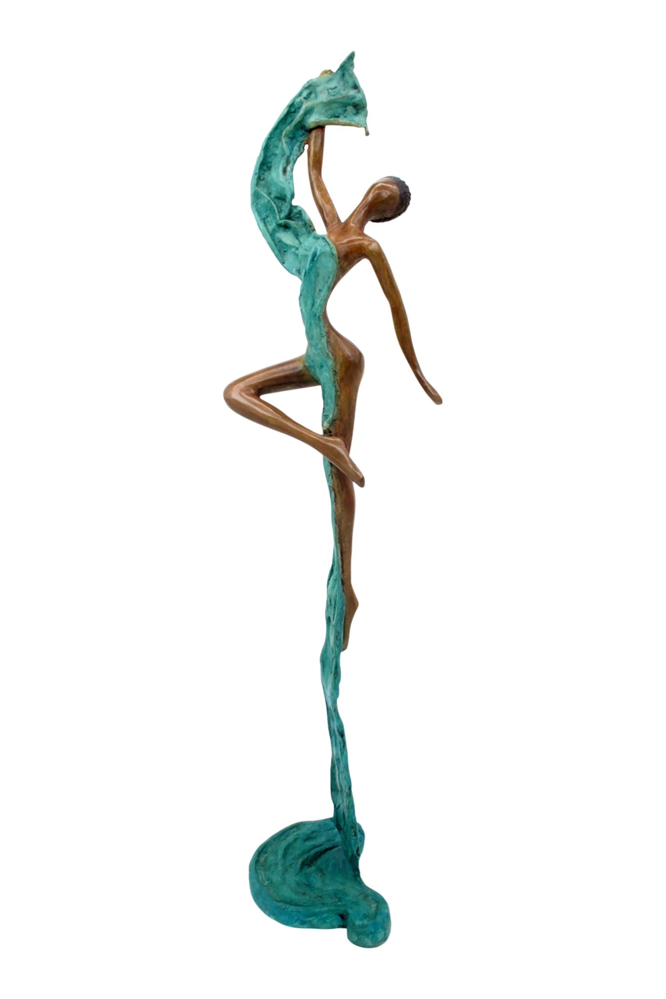 Bronze Issouf danseuse 50 cm turquoise n°2 