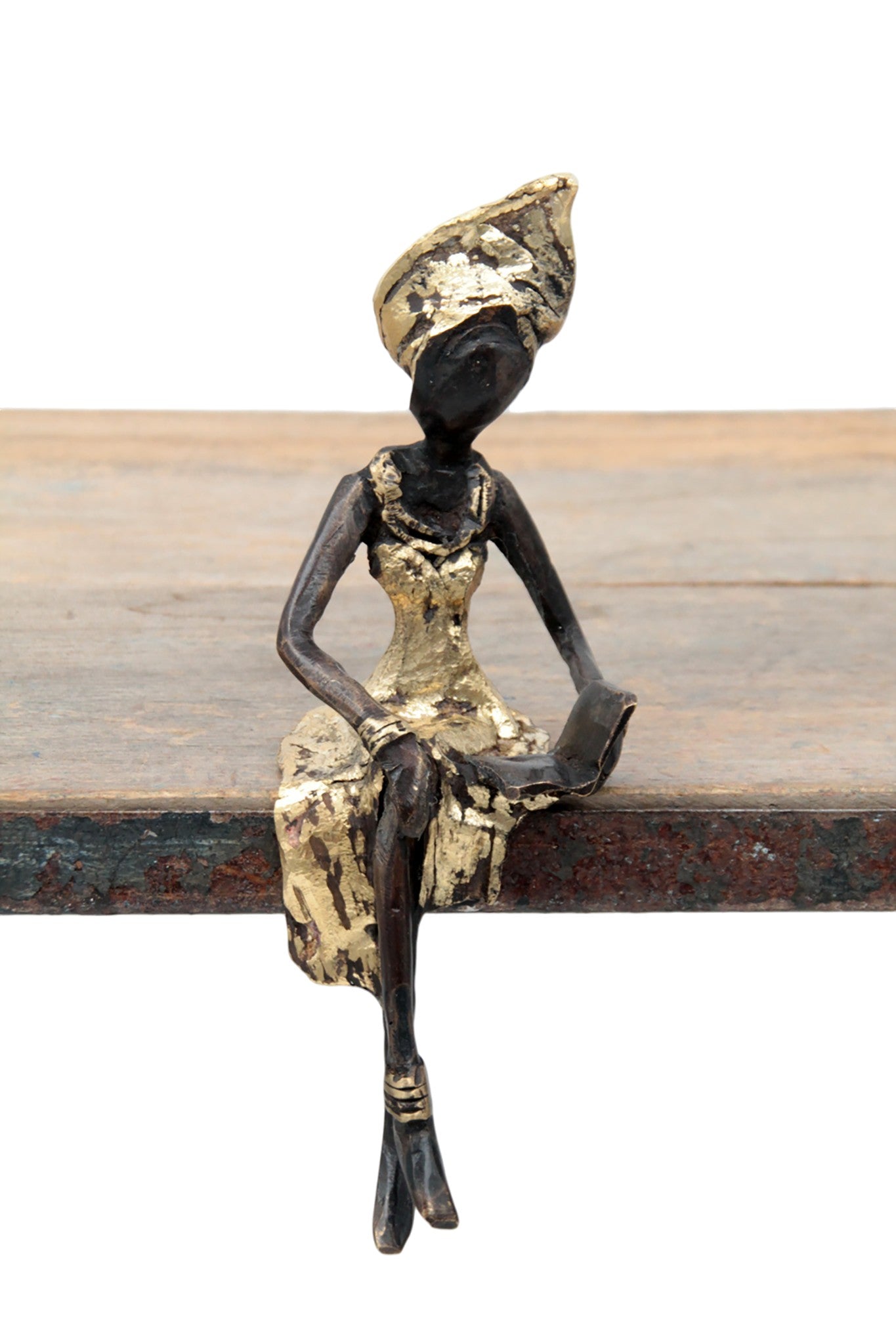 Bronze assis 15 cm doré n°4 