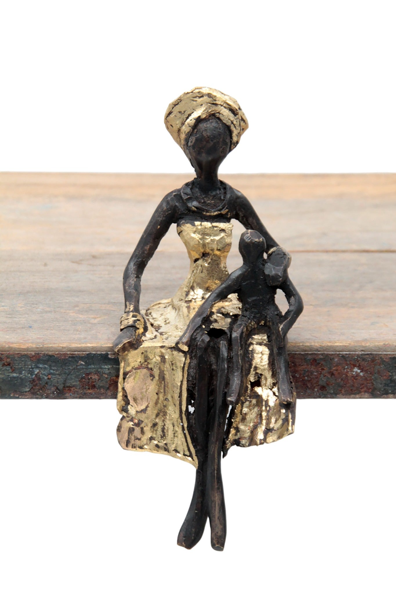 Bronze assis 15 cm doré n°7 