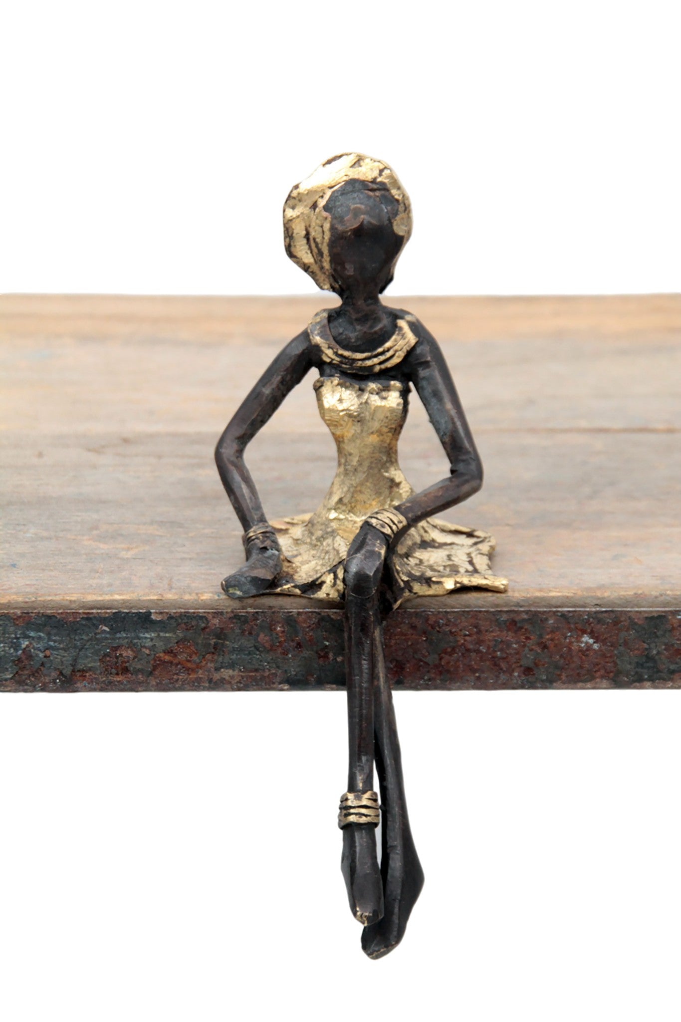 Bronze assis 15 cm doré n°9 
