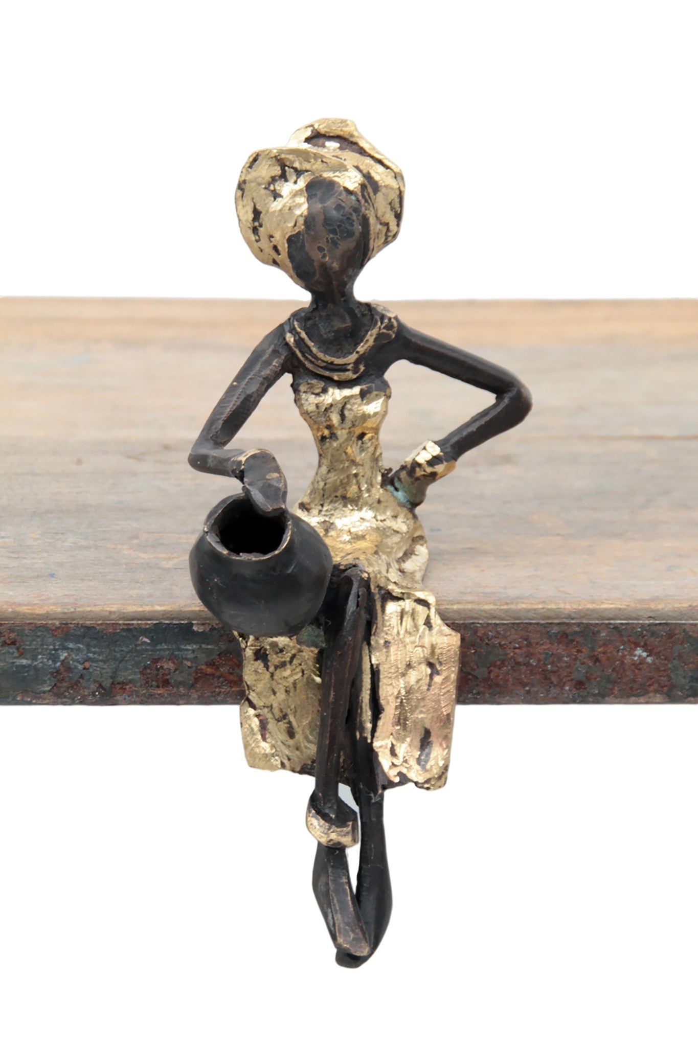 Bronze assis 15 cm doré n°14 