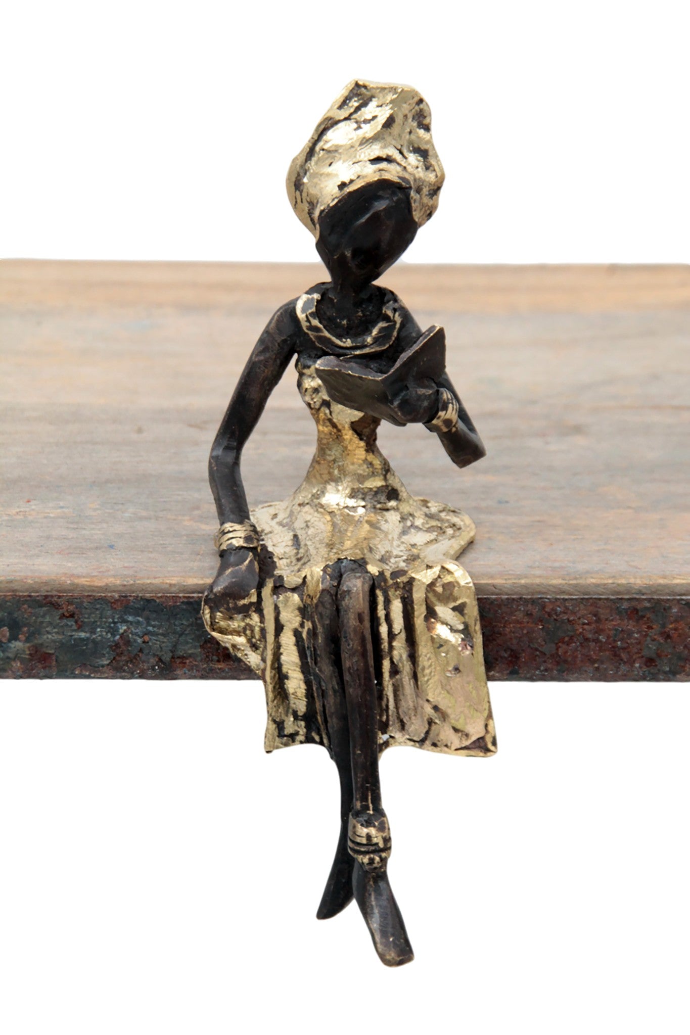 Bronze assis 15 cm doré n°16 