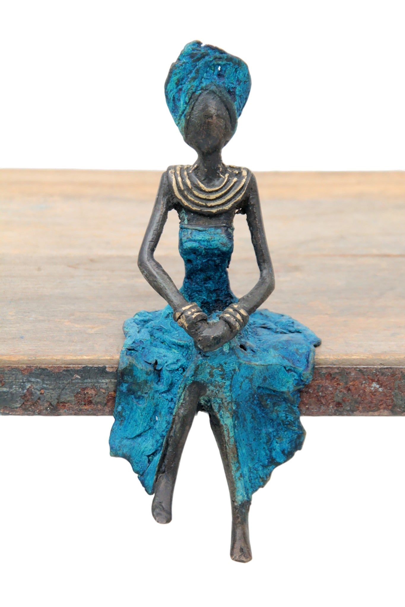 Bronze assis 15 cm bleu n°6 