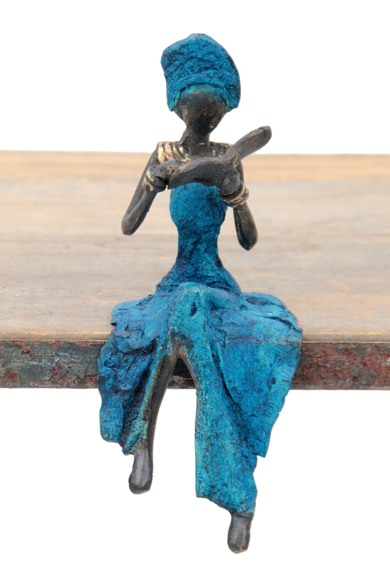 Bronze assis 15 cm bleu n°8 