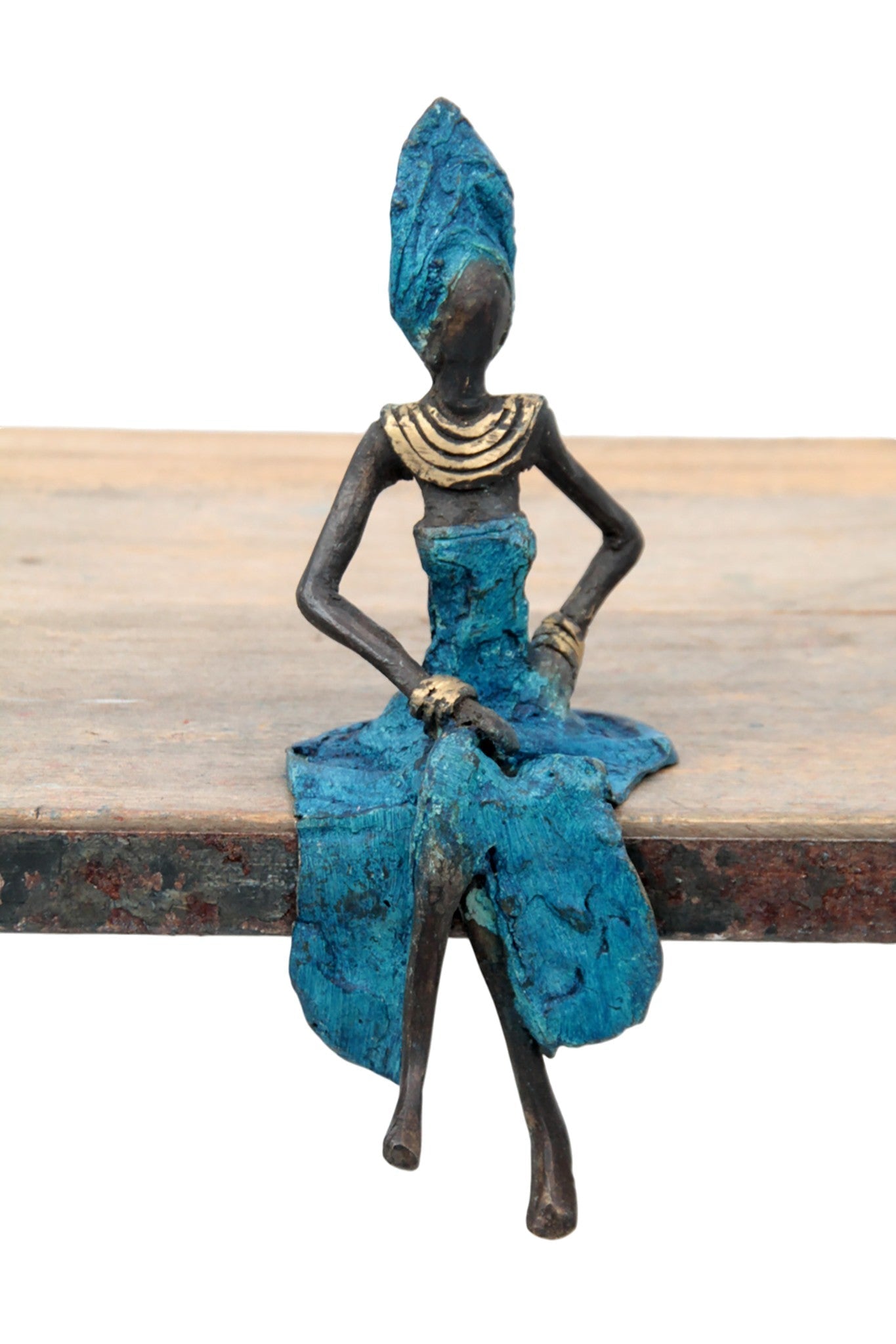 Bronze assis 15 cm bleu n°15 