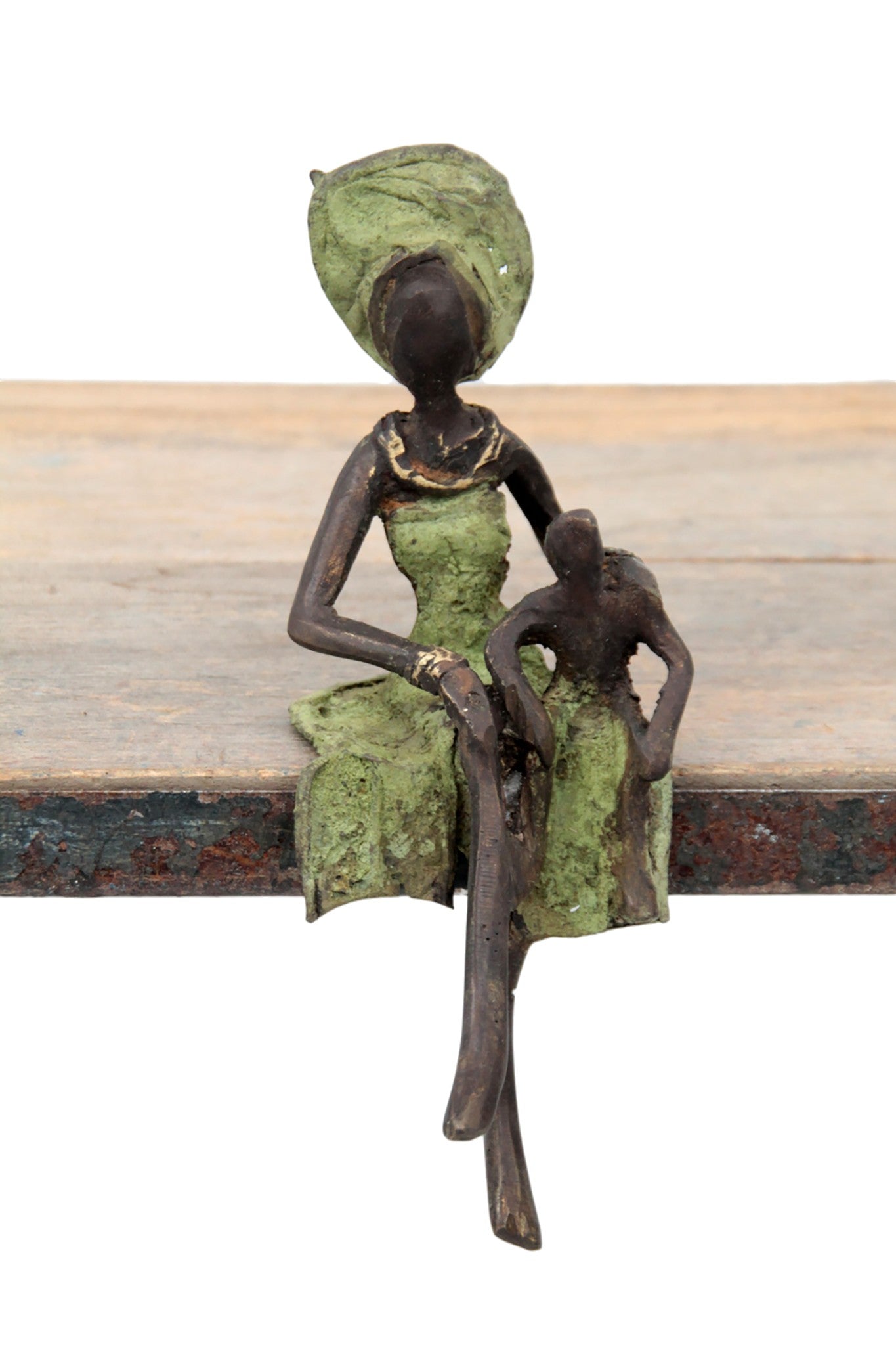 Bronze assis 15 cm vert n°4 