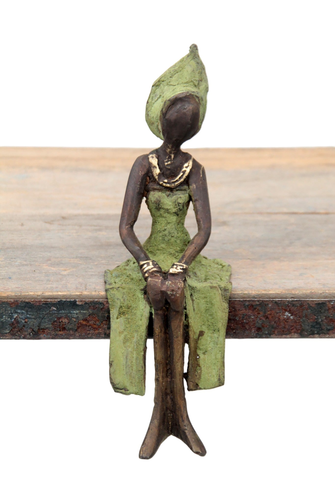 Bronze assis 15 cm vert n°7 