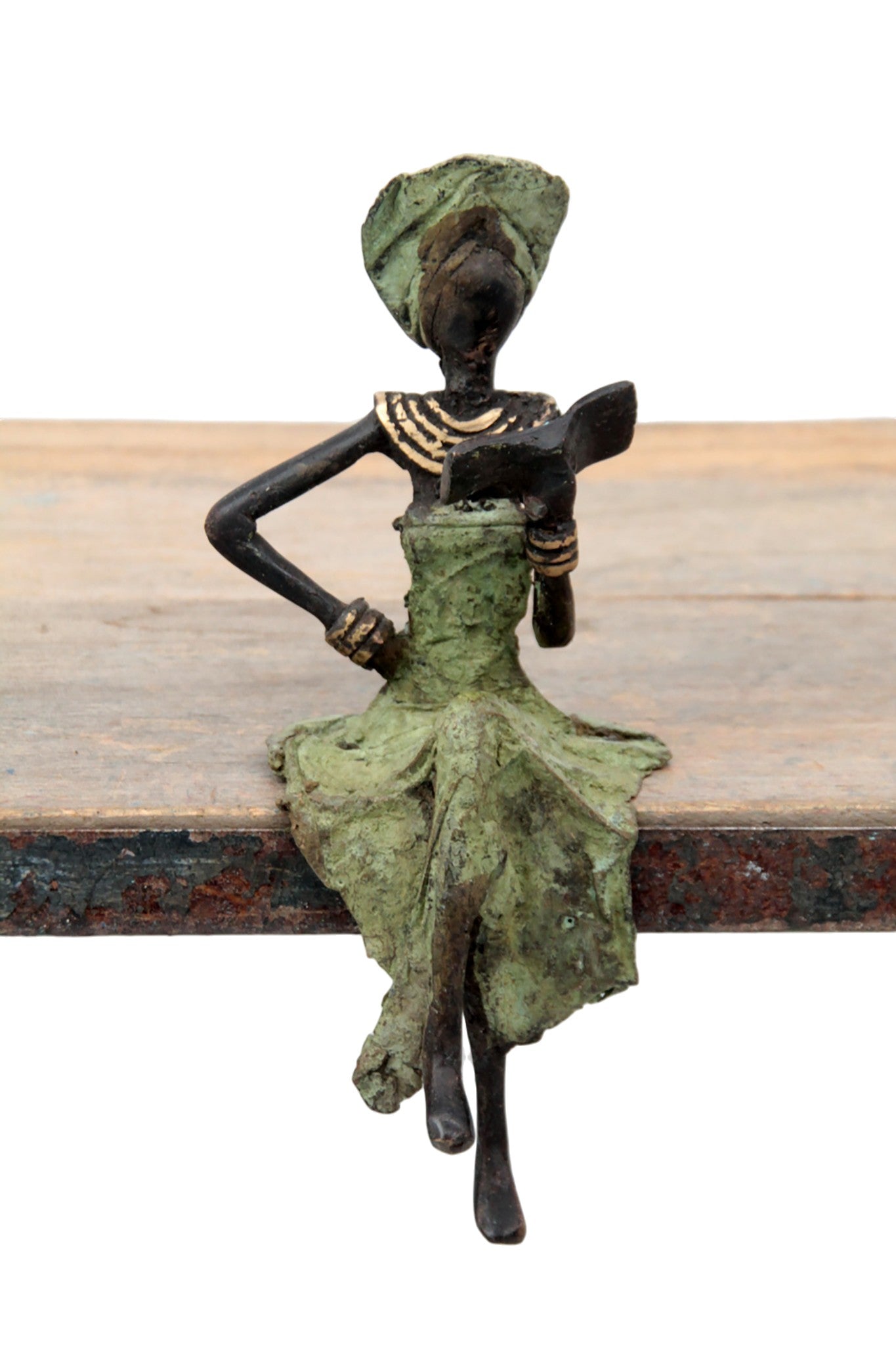 Bronze assis 15 cm vert n°8 