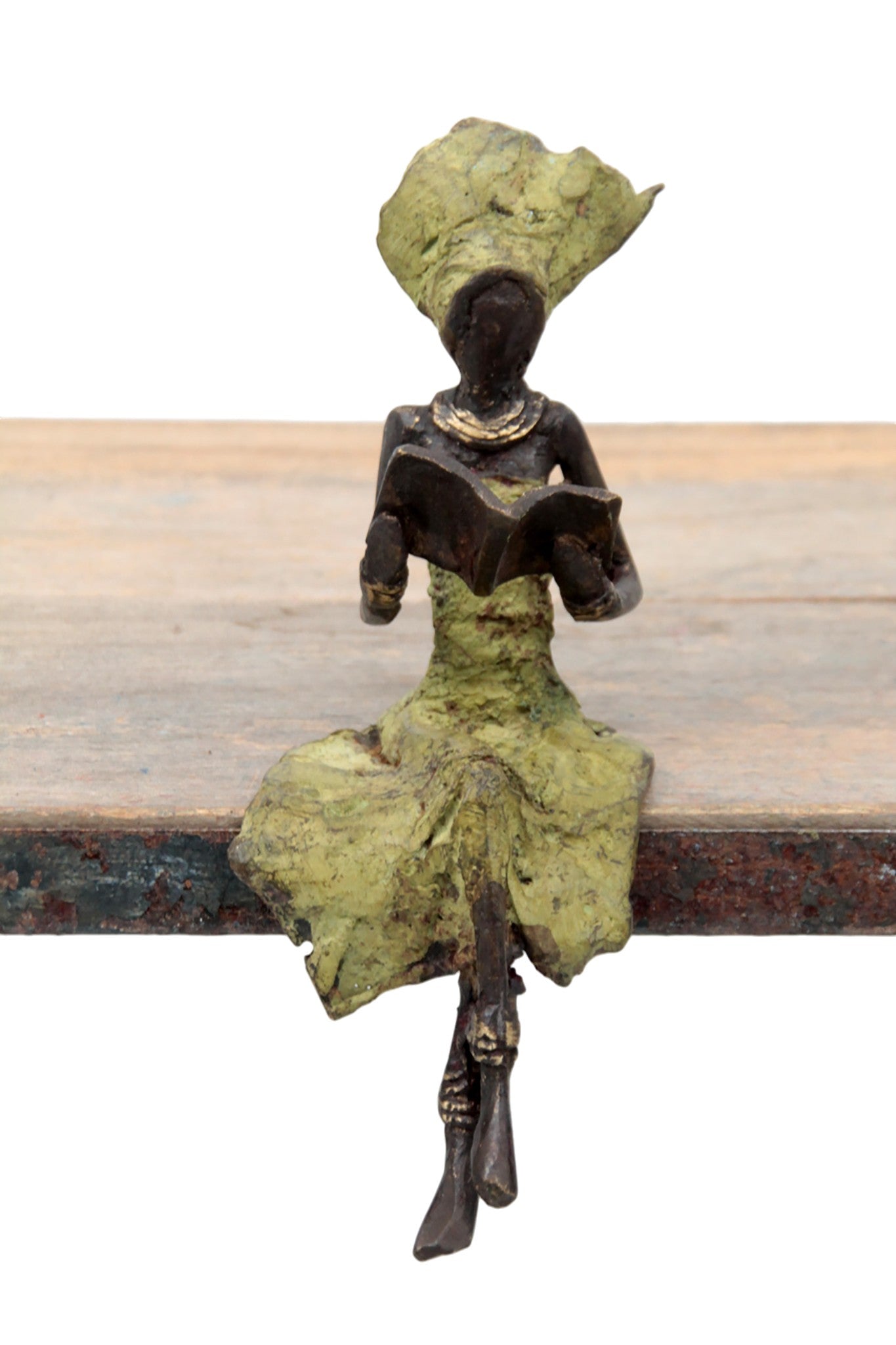 Bronze assis 15 cm vert n°11 