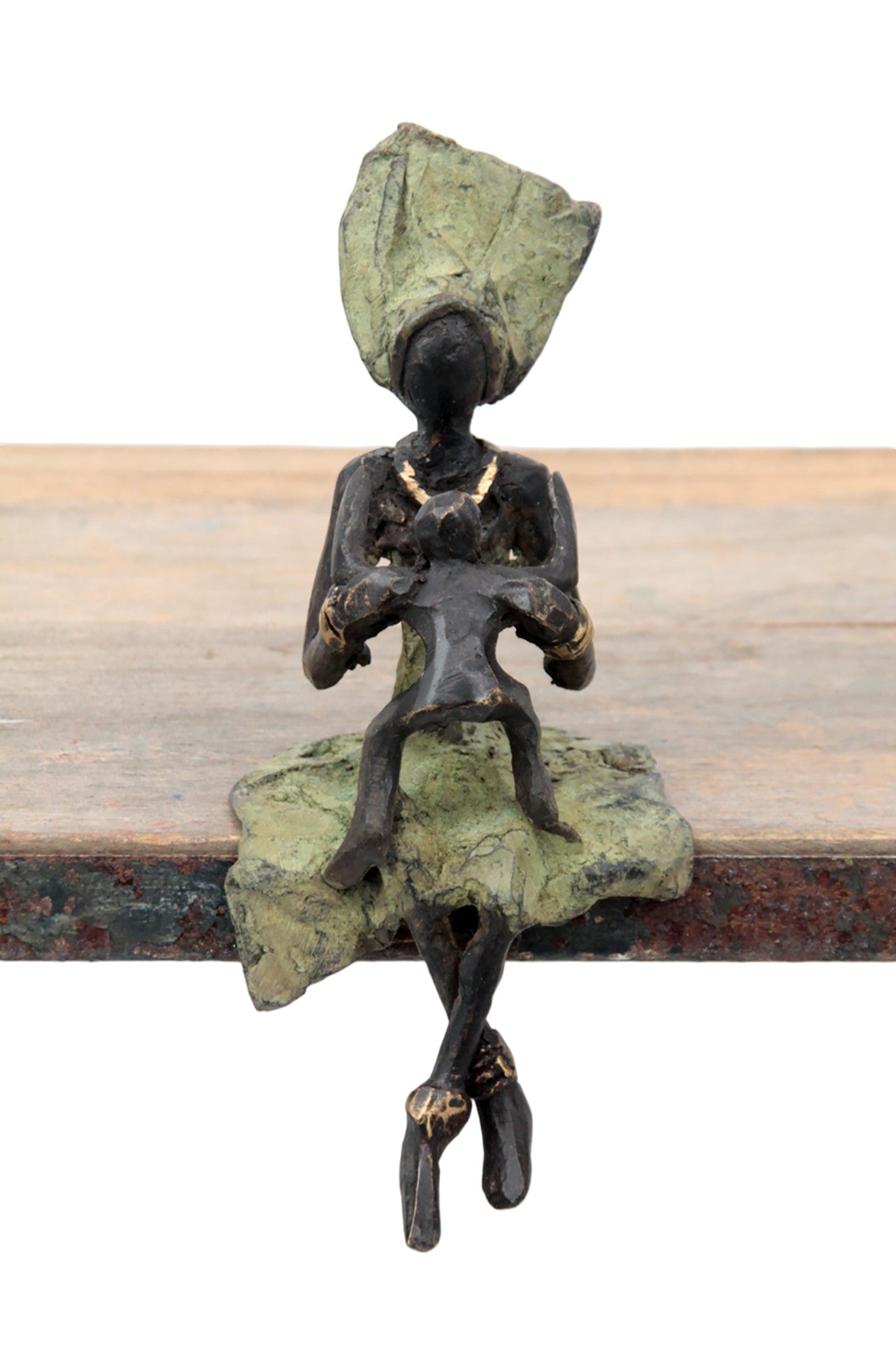 Bronze assis 15 cm vert n°12 