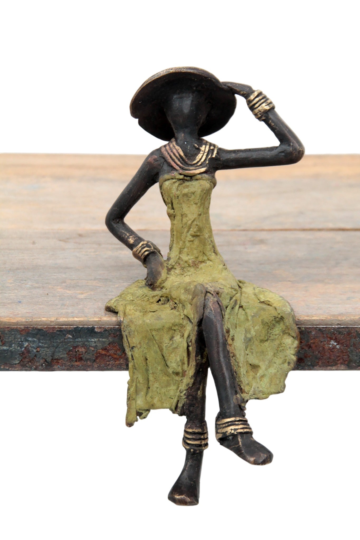 Bronze assis 15 cm vert n°14 