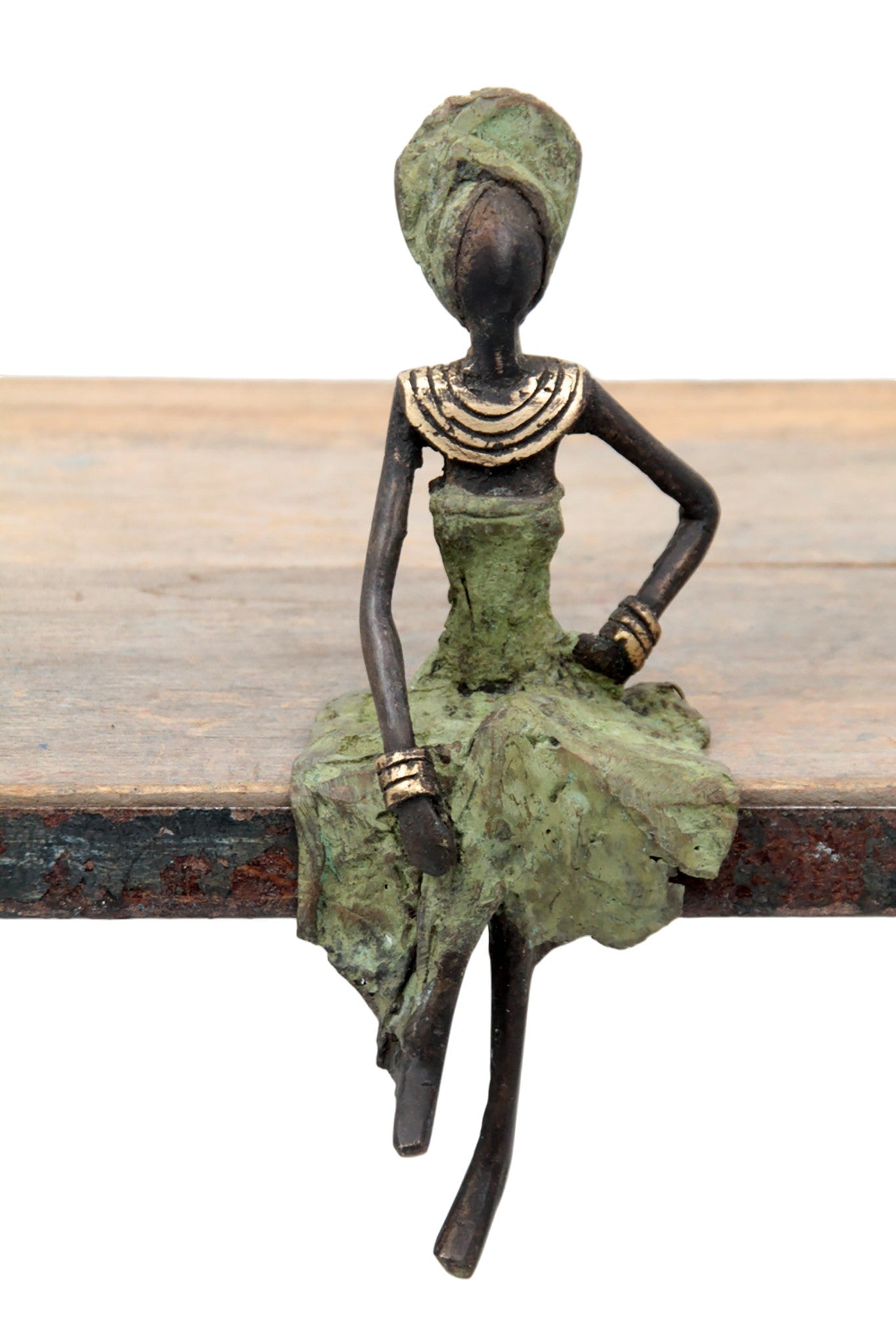 Bronze assis 15 cm vert n°15 