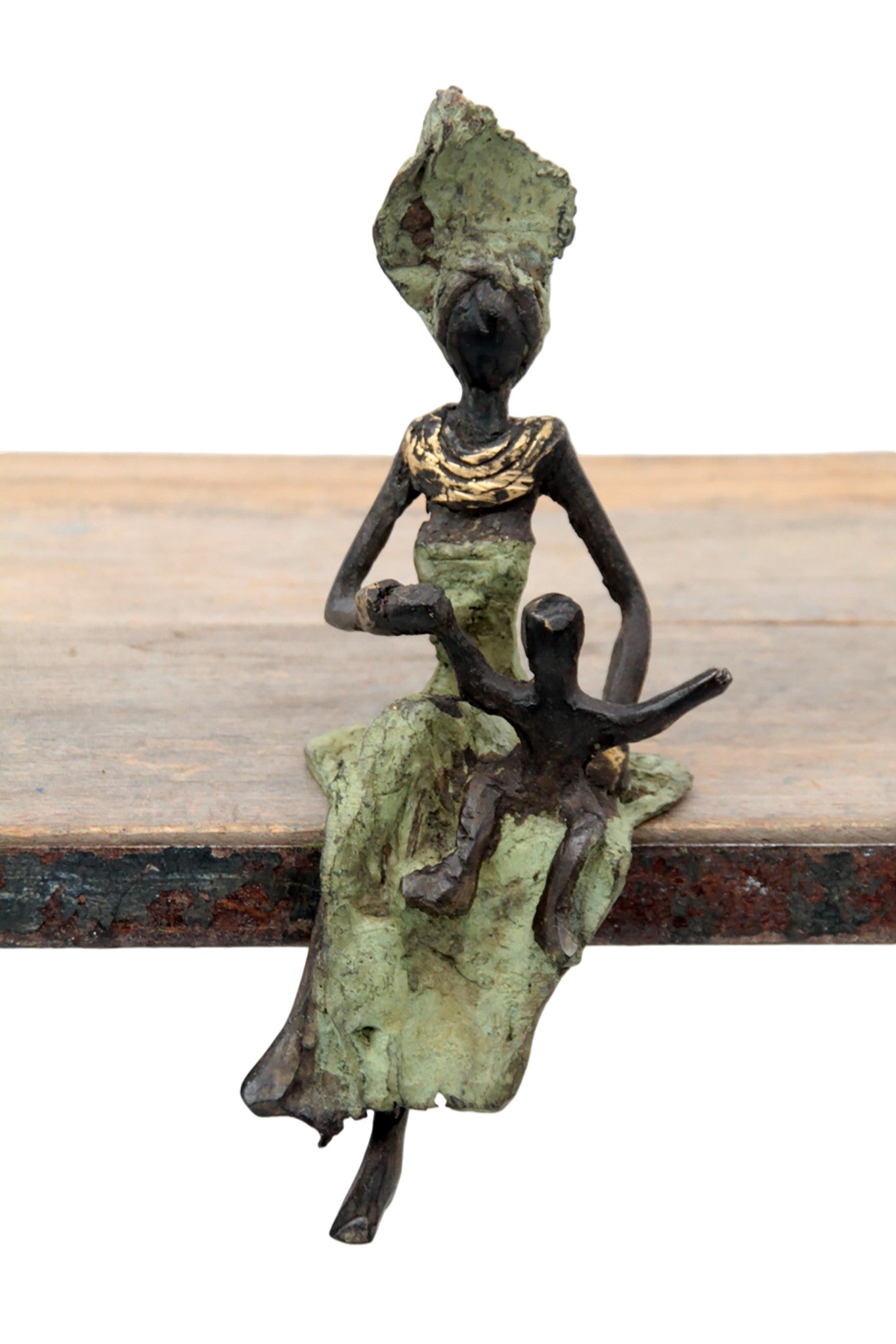 Bronze assis 15 cm vert n°17 