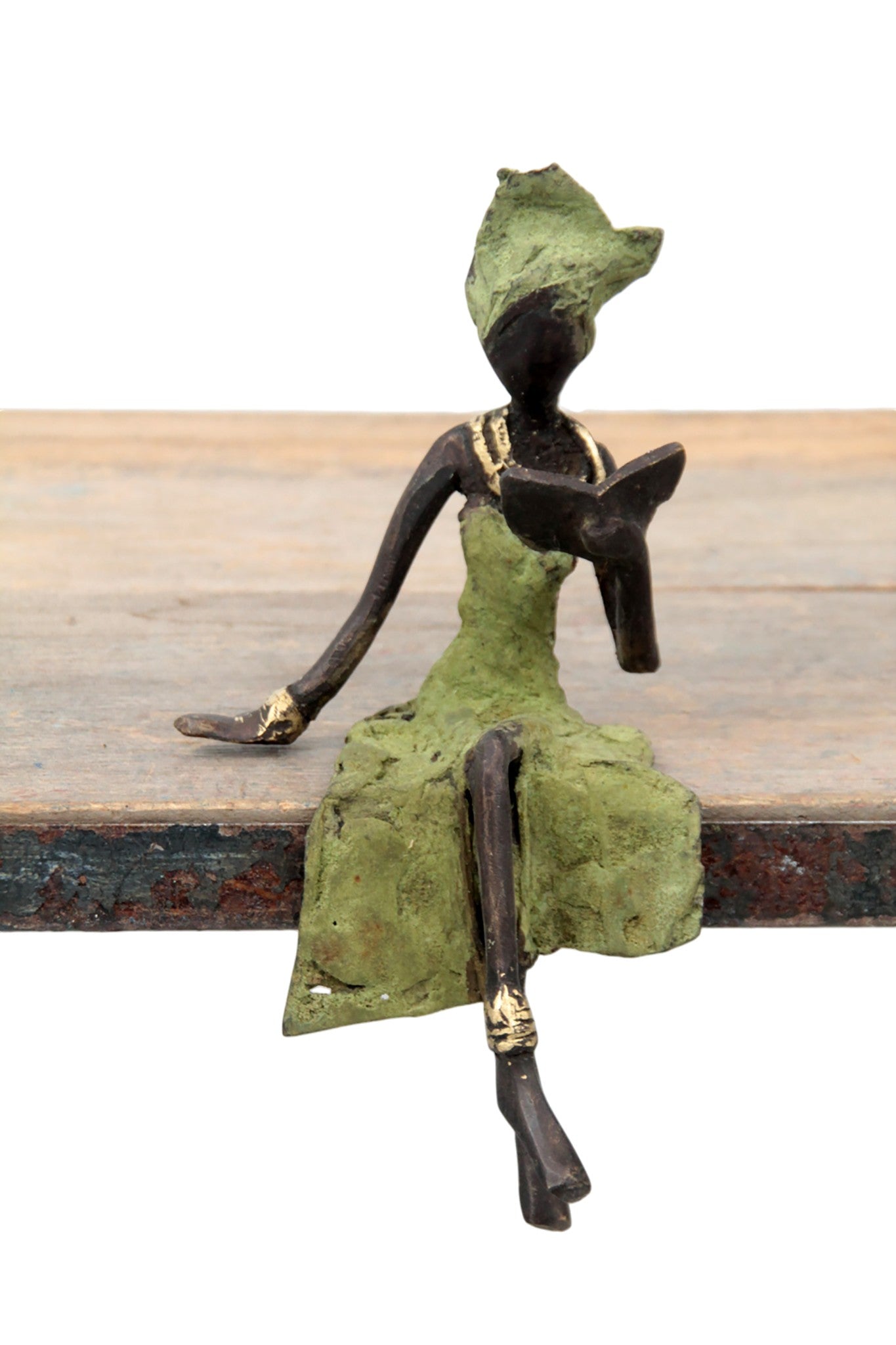Bronze assis 15 cm vert n°18 