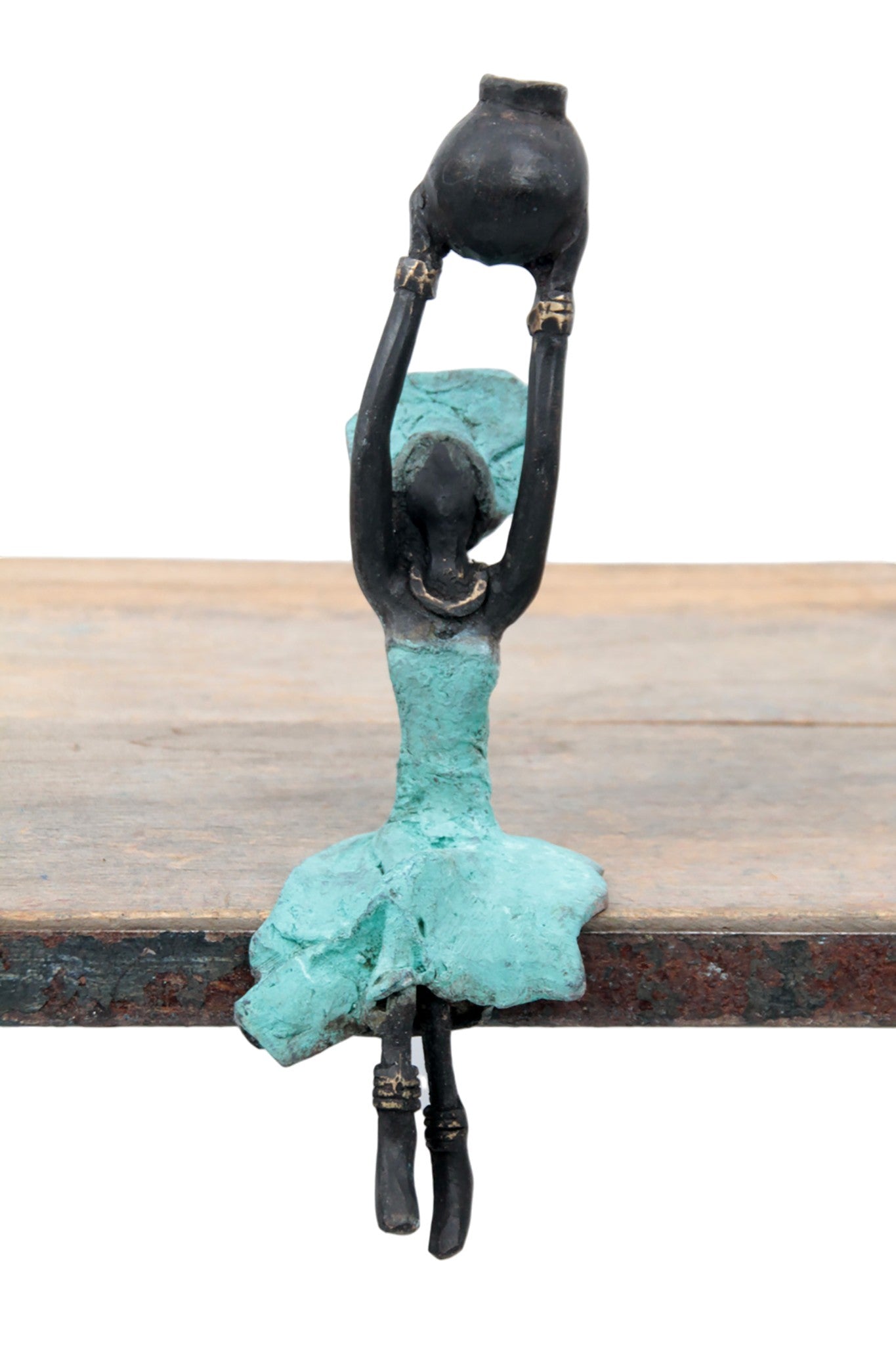 Bronze assis 15 cm turquoise n°2 