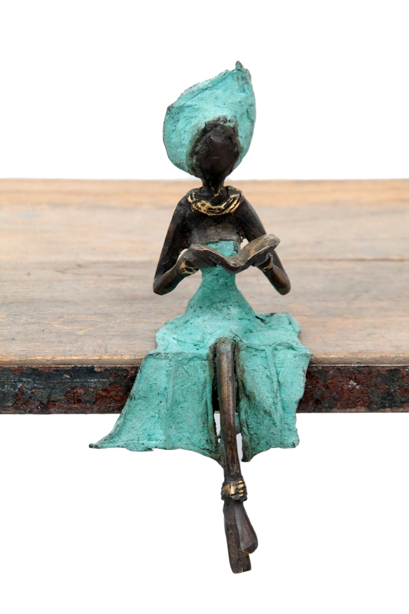Bronze assis 15 cm turquoise n°9 