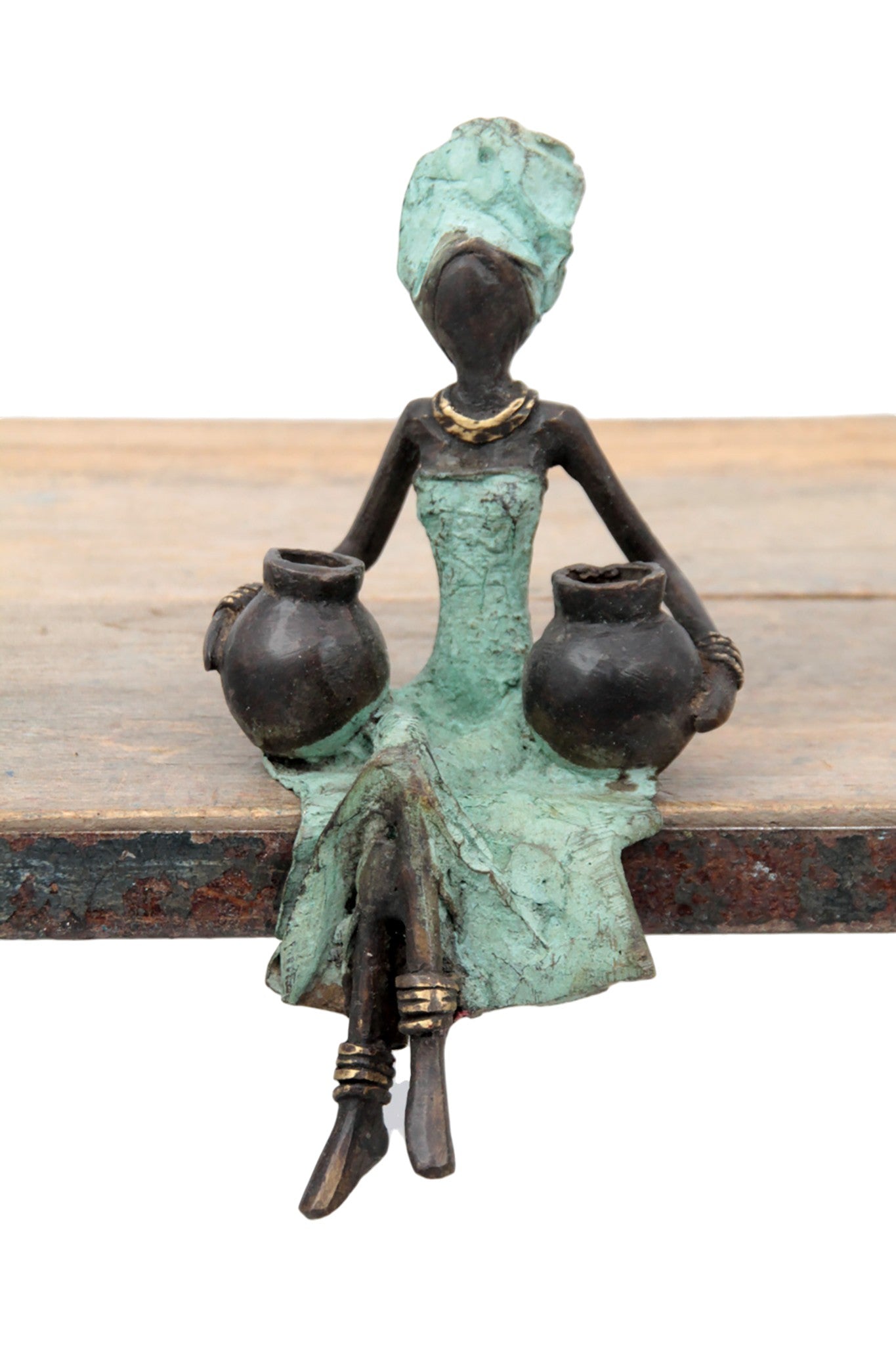 Bronze assis 15 cm turquoise n°14 