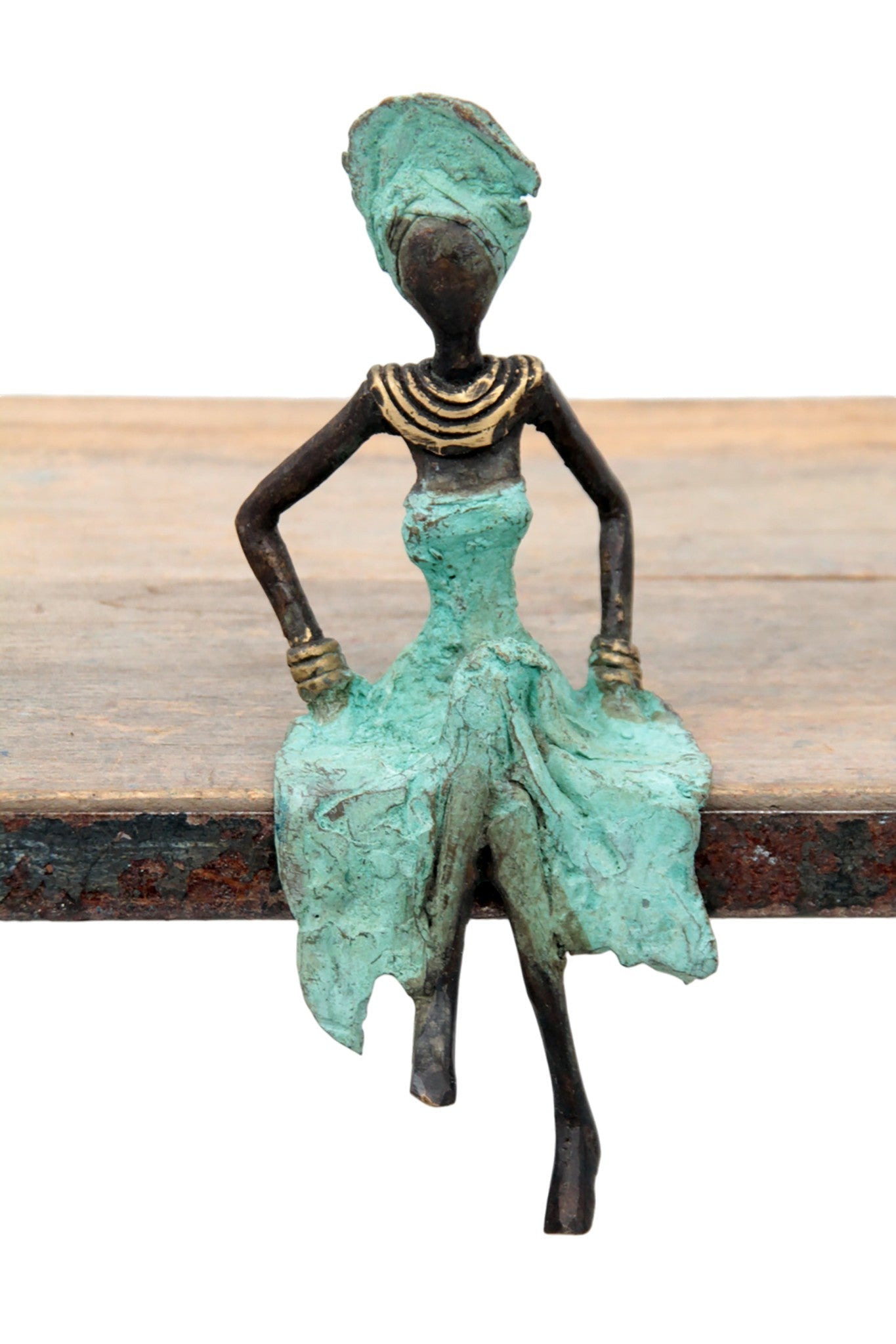 Bronze assis 15 cm turquoise n°18 
